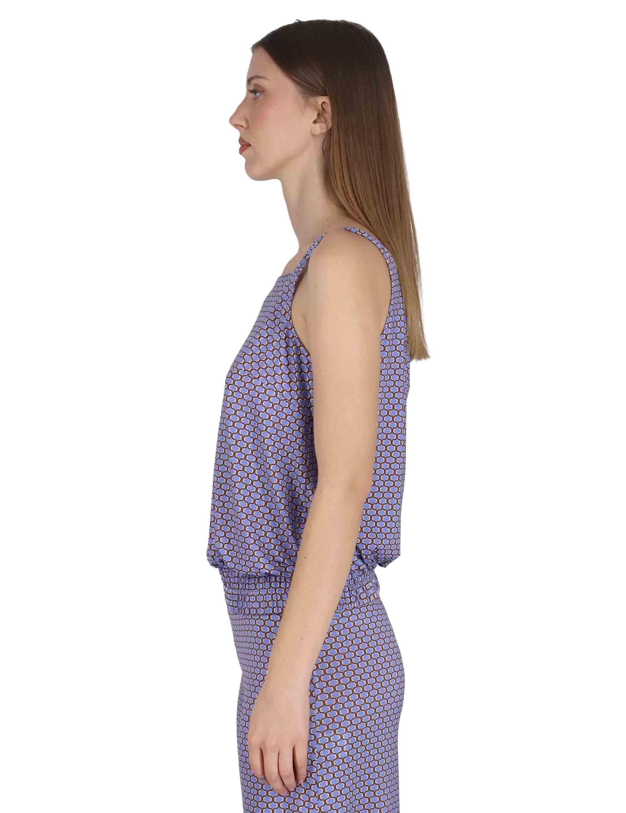 Top donna Square Neck Tank in jersey stretch lilla a fantasia JFATS0001-E2825-1267 6090 Justmine 