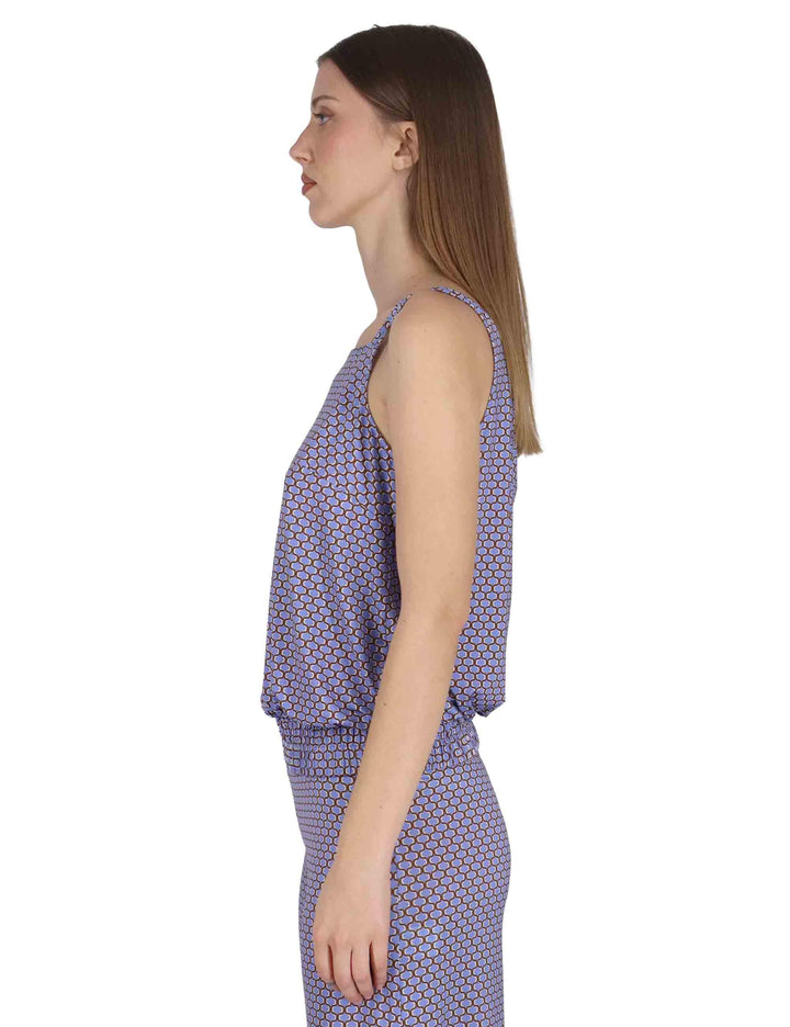 Top donna Square Neck Tank in jersey stretch lilla a fantasia JFATS0001-E2825-1267 6090 Justmine 