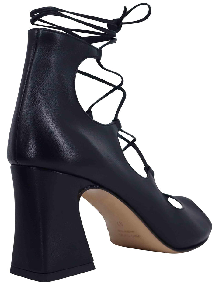 Sandali donna in pelle nera con lacci alla caviglia e tallone chiuso ROCK 20 001 Tattoo 