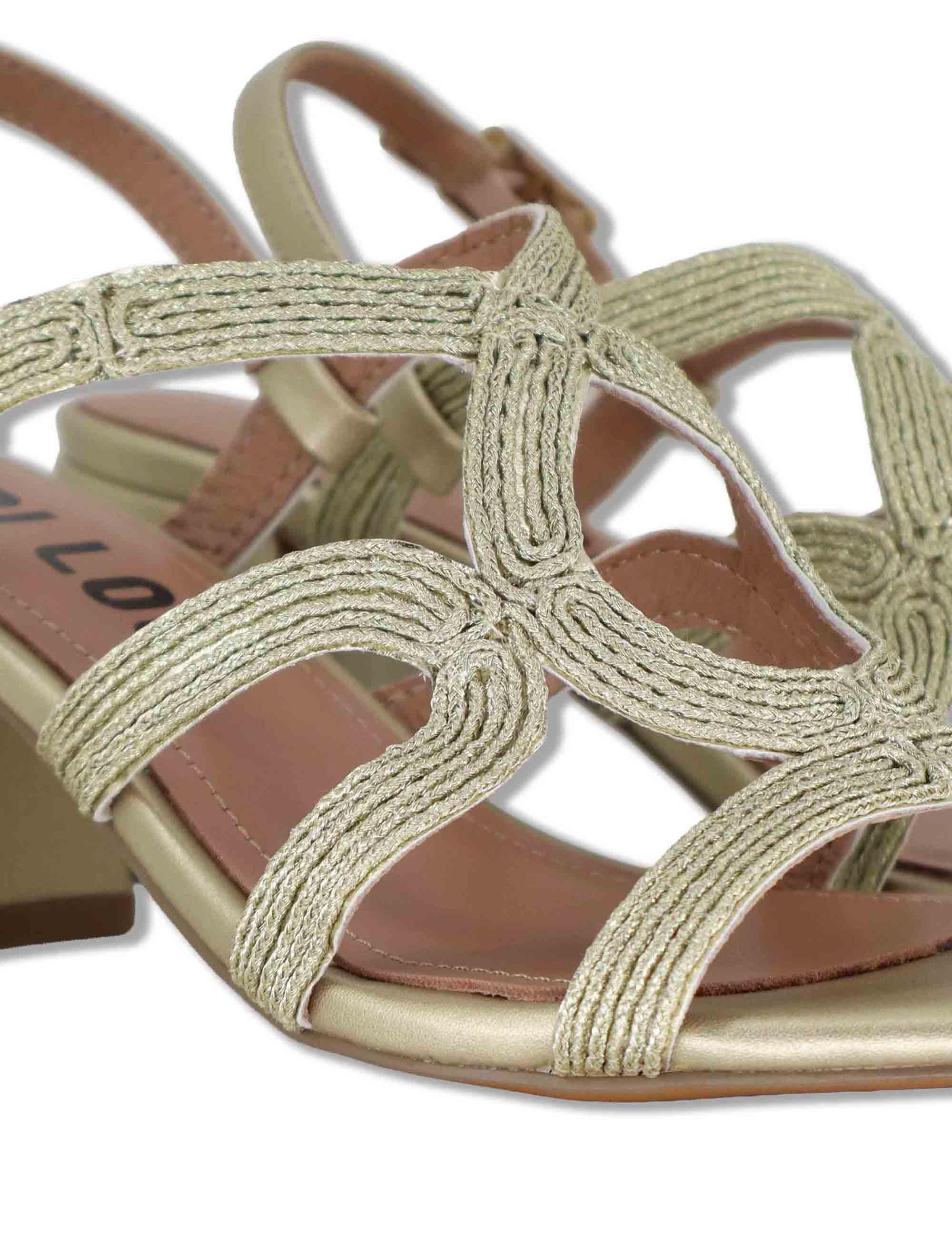 Sandali slingback donna in pelle e tessuto oro con tacco alto Meli 876Z94HG 04-ORO Bibi Lou 