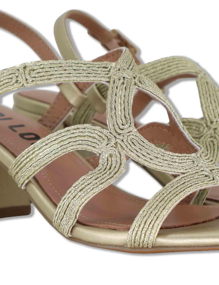 Sandali slingback donna in pelle e tessuto oro con tacco alto Meli 876Z94HG 04-ORO Bibi Lou 