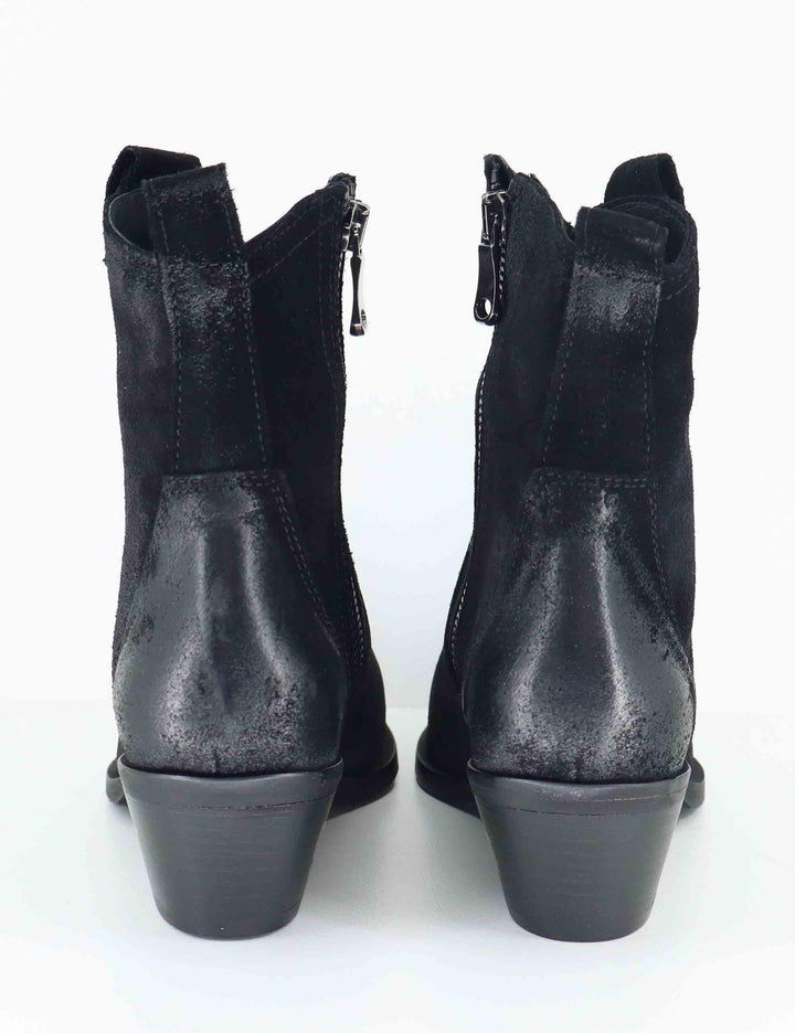 Stivaletti texani donna realizzati in crosta vintage nera e tacco messicano SPDX380 001 Spatarella 