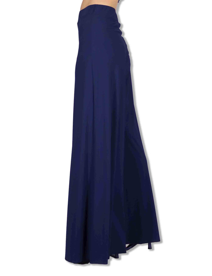 Pantaloni donna Soft in Jersy blu con gamba larga ed elastico in vita JH011770210 80043 Maliparmi 