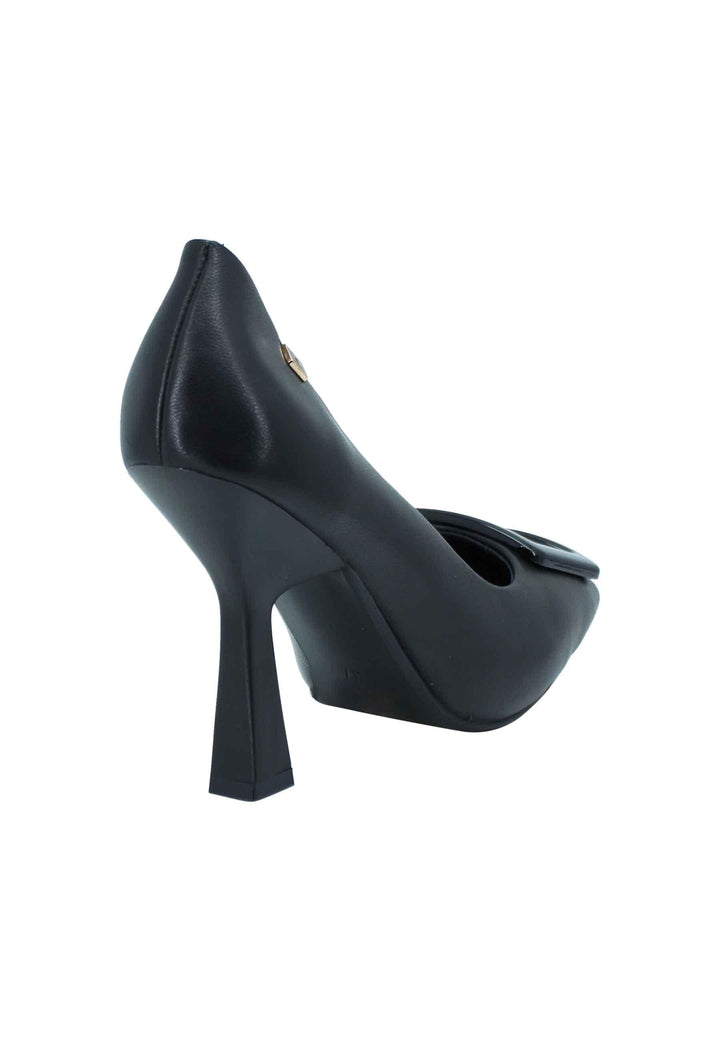Decollete donna in pelle nera punta quadra e accessorio in tinta MA47 001 Manufacture D'Essai 