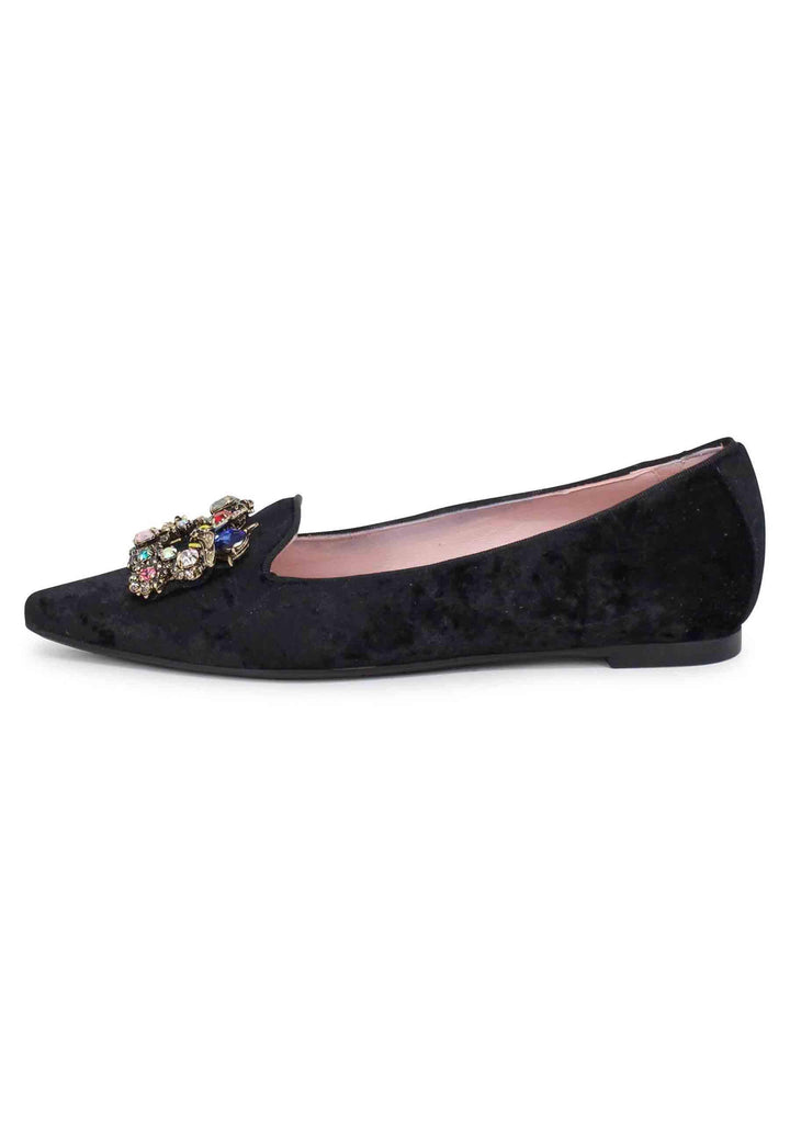Ballerine donna a in velluto nero con fibbia gioiello 7313 001 Ras 