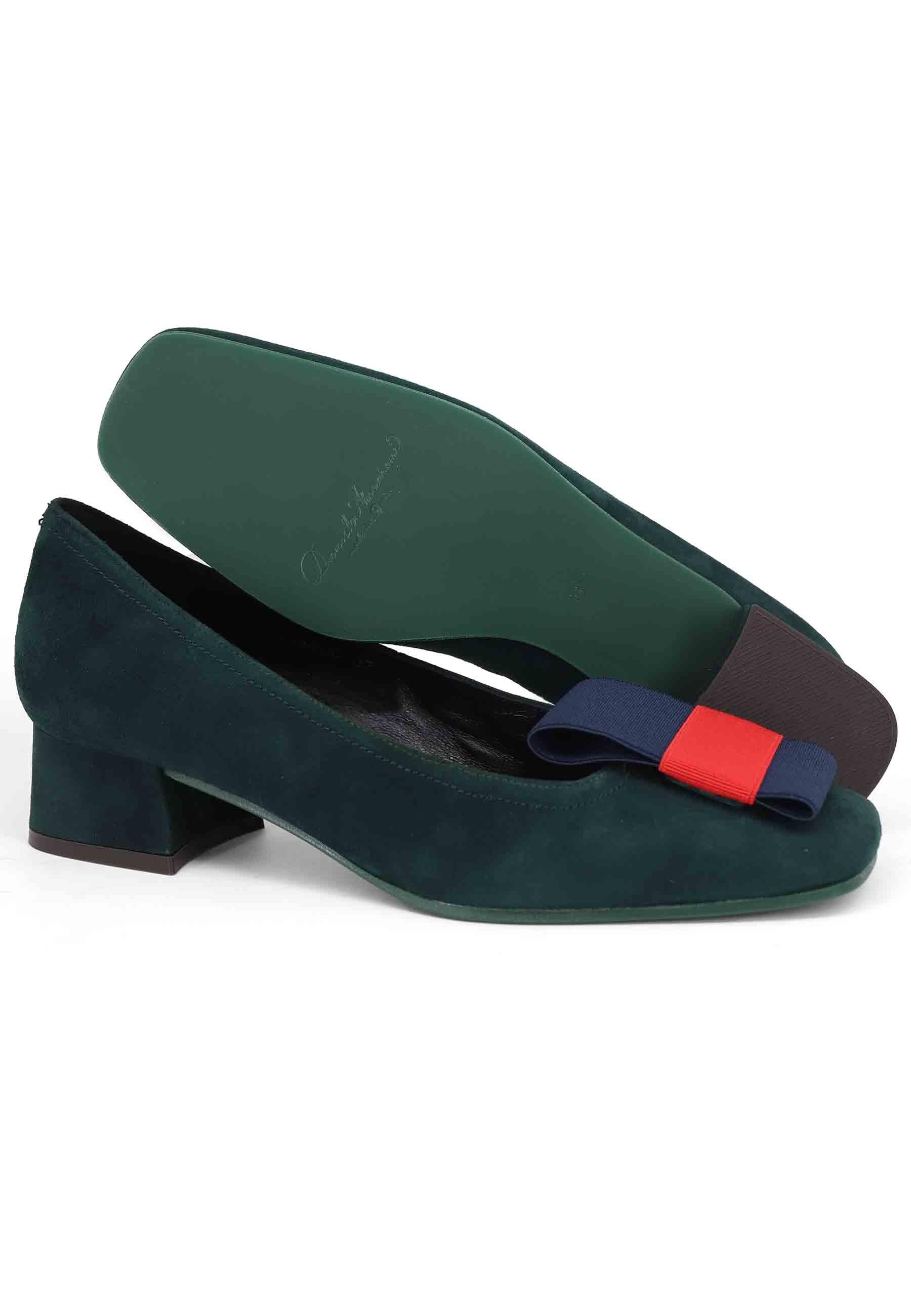 Decollete donna in camoscio verde con tacco basso GARDEN 005 Daniele Ancarani 