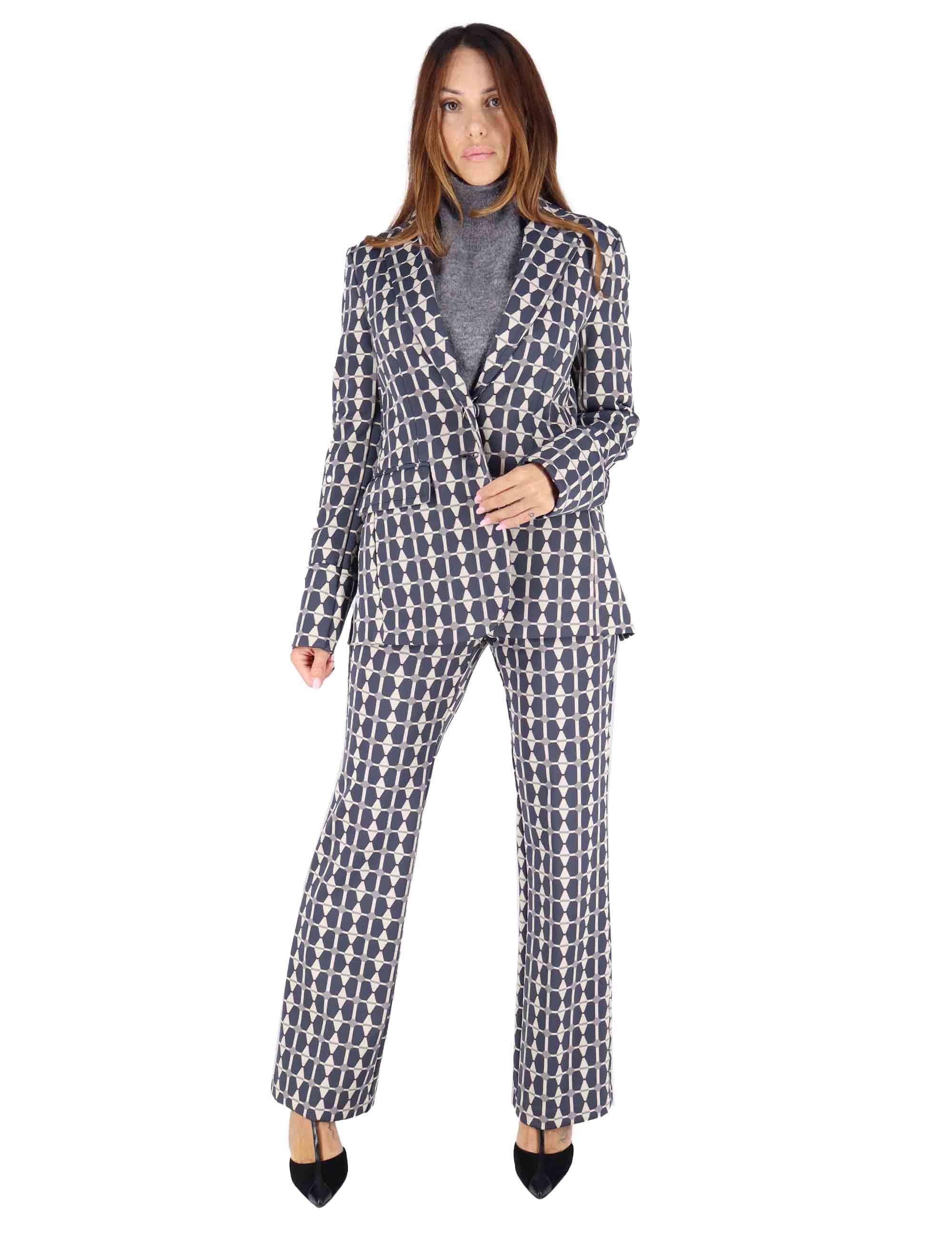 Giacche donna Geometric Jacquard in tessuto grigio a fantasia JD647860168 A2170 Maliparmi 