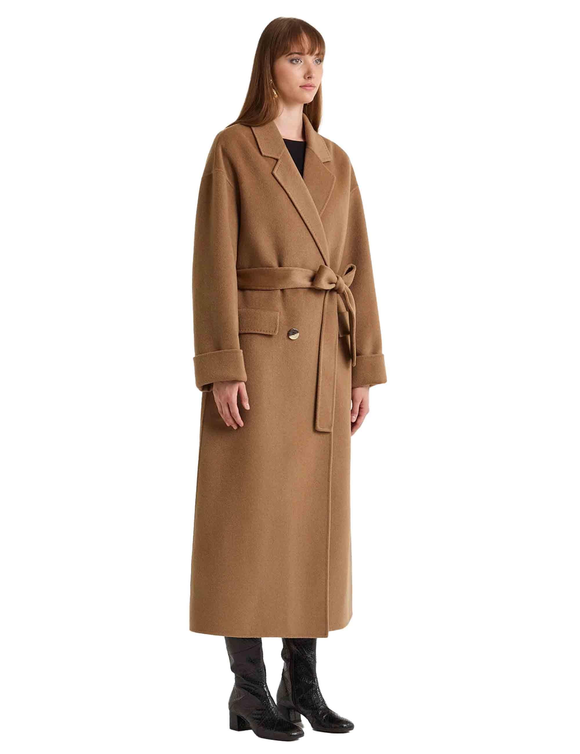 Cappotti lunghi donna doppiopetto Softpure Wool in lana marrone JB538320290 11019 Maliparmi 