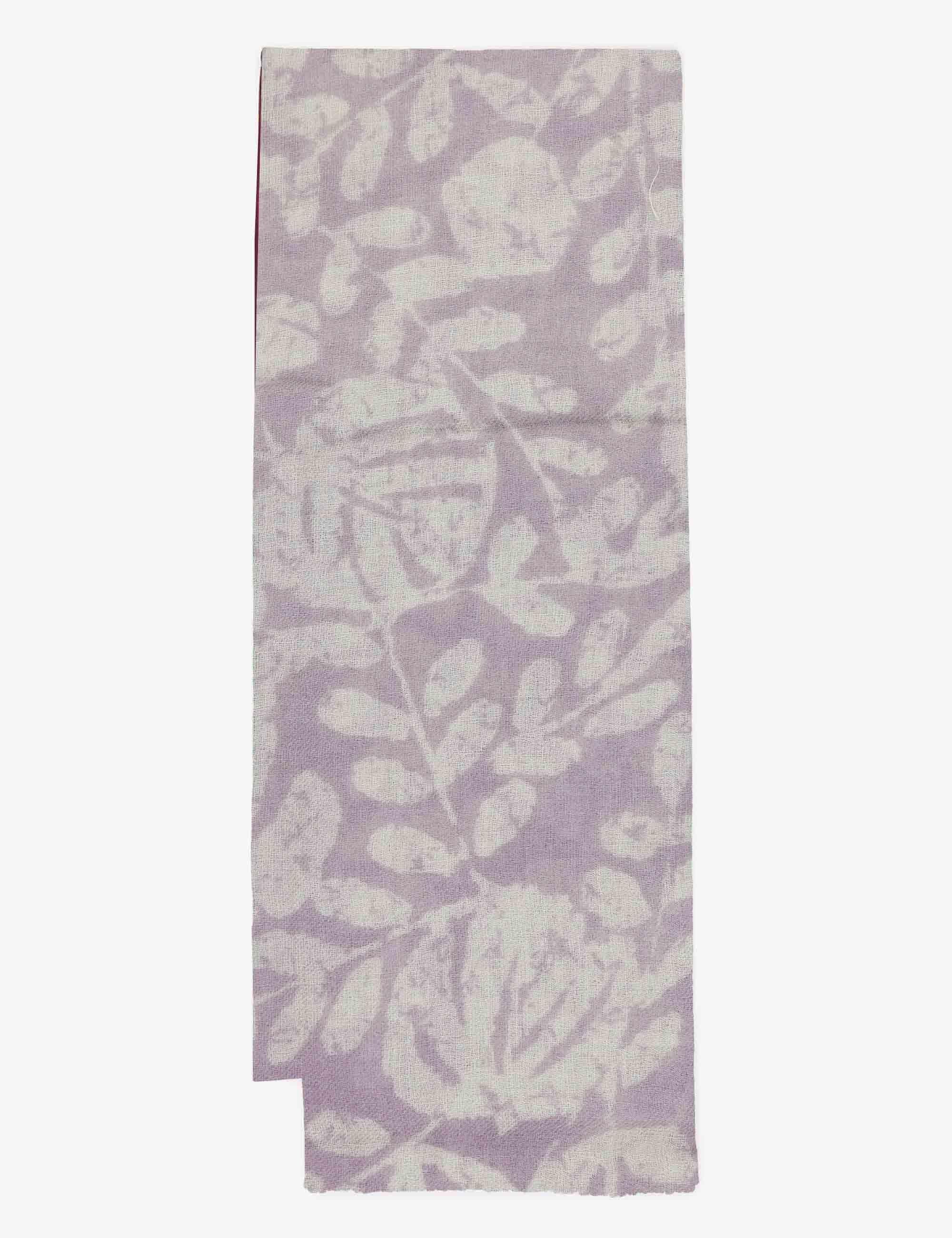 Sciarpe donna in lana panna con stampe floreali 61260024 0004 Pyaar 