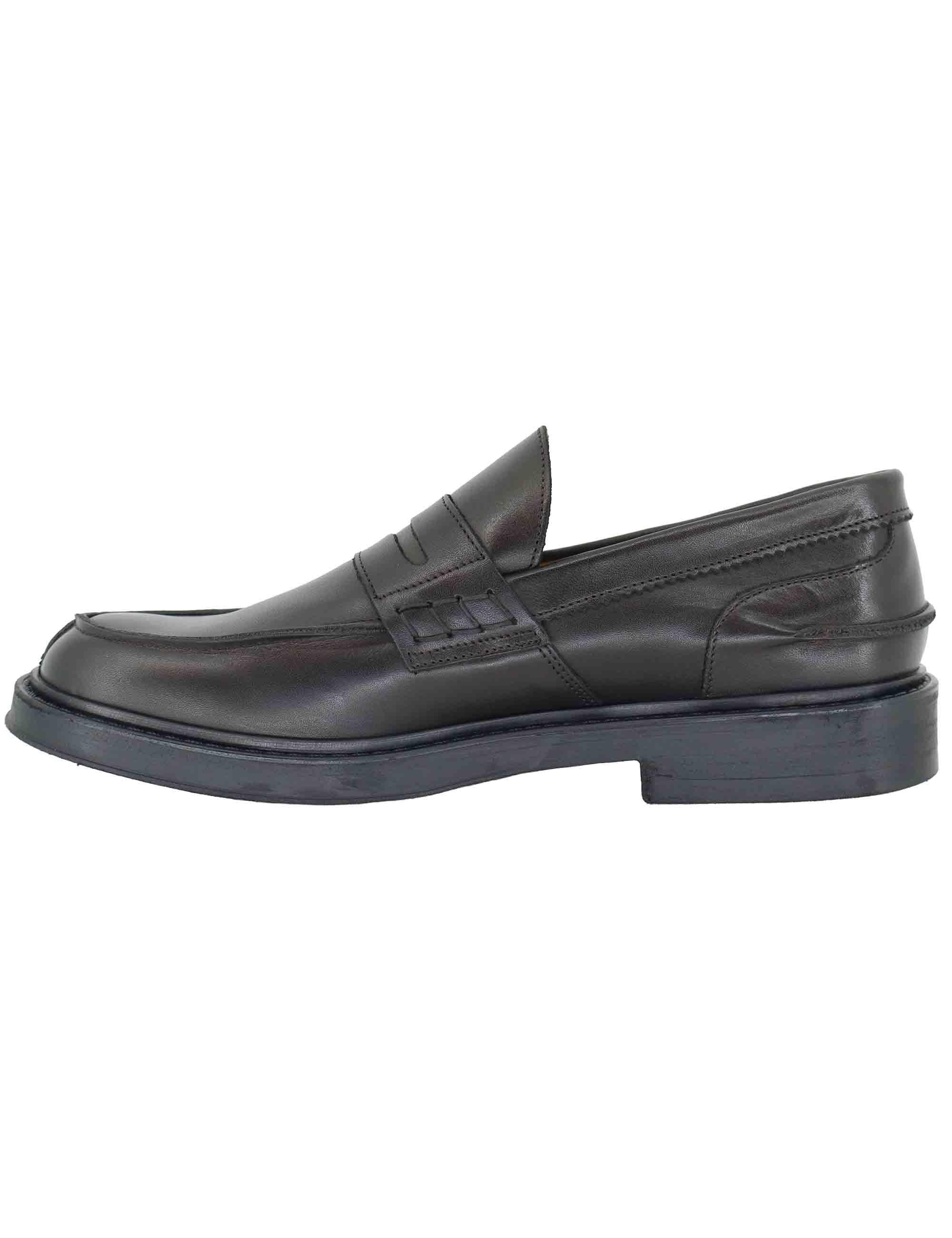 Mocassini uomo in pelle marrone con suola in gomma SP030 014 Spatarella 