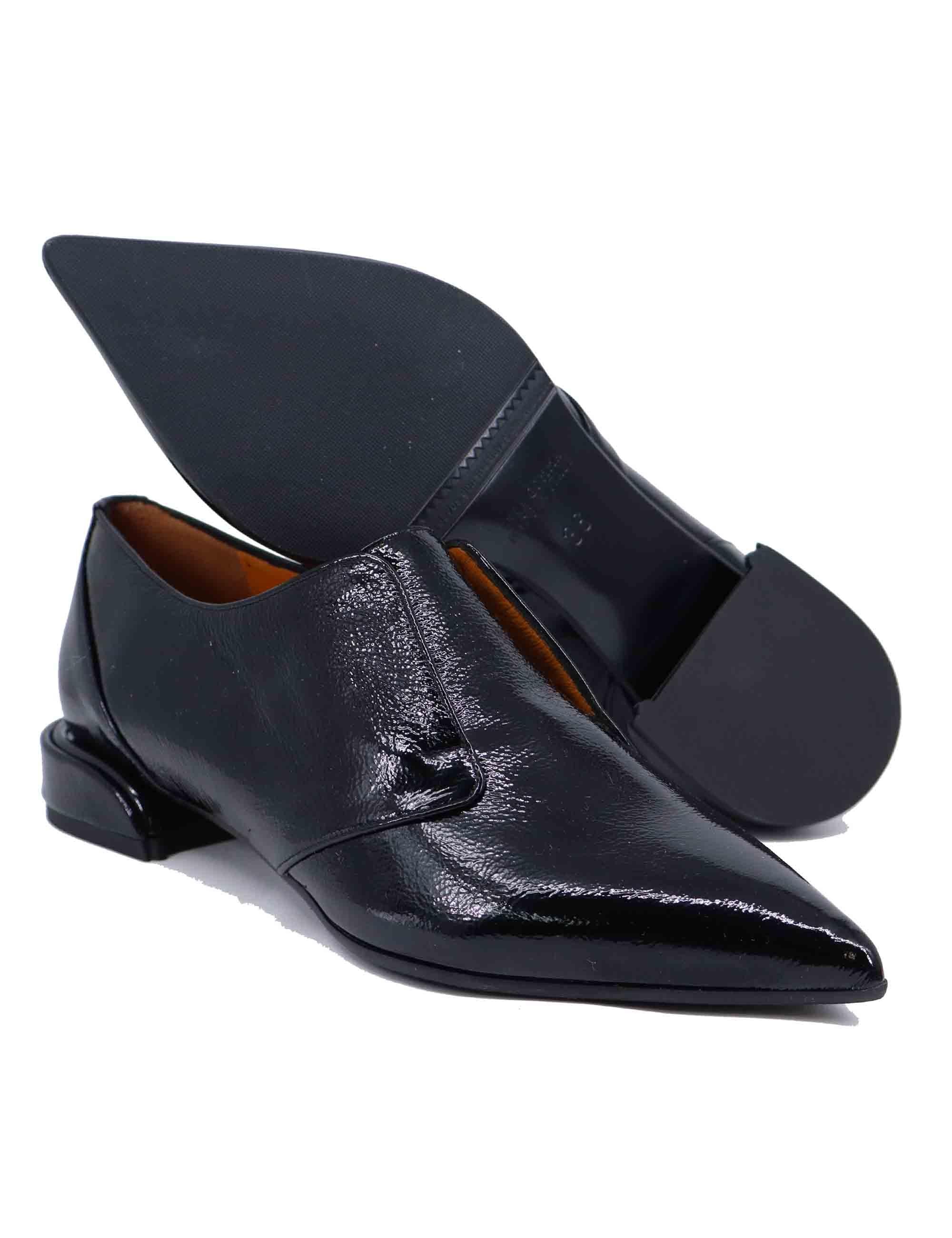 Mocassini donna in naplack nero tacco basso SP1013 001 Spatarella 