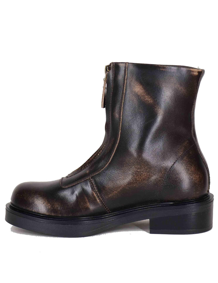 Stivaletti donna in pelle marrone con suola in gomma SPA7100 014 Spatarella 