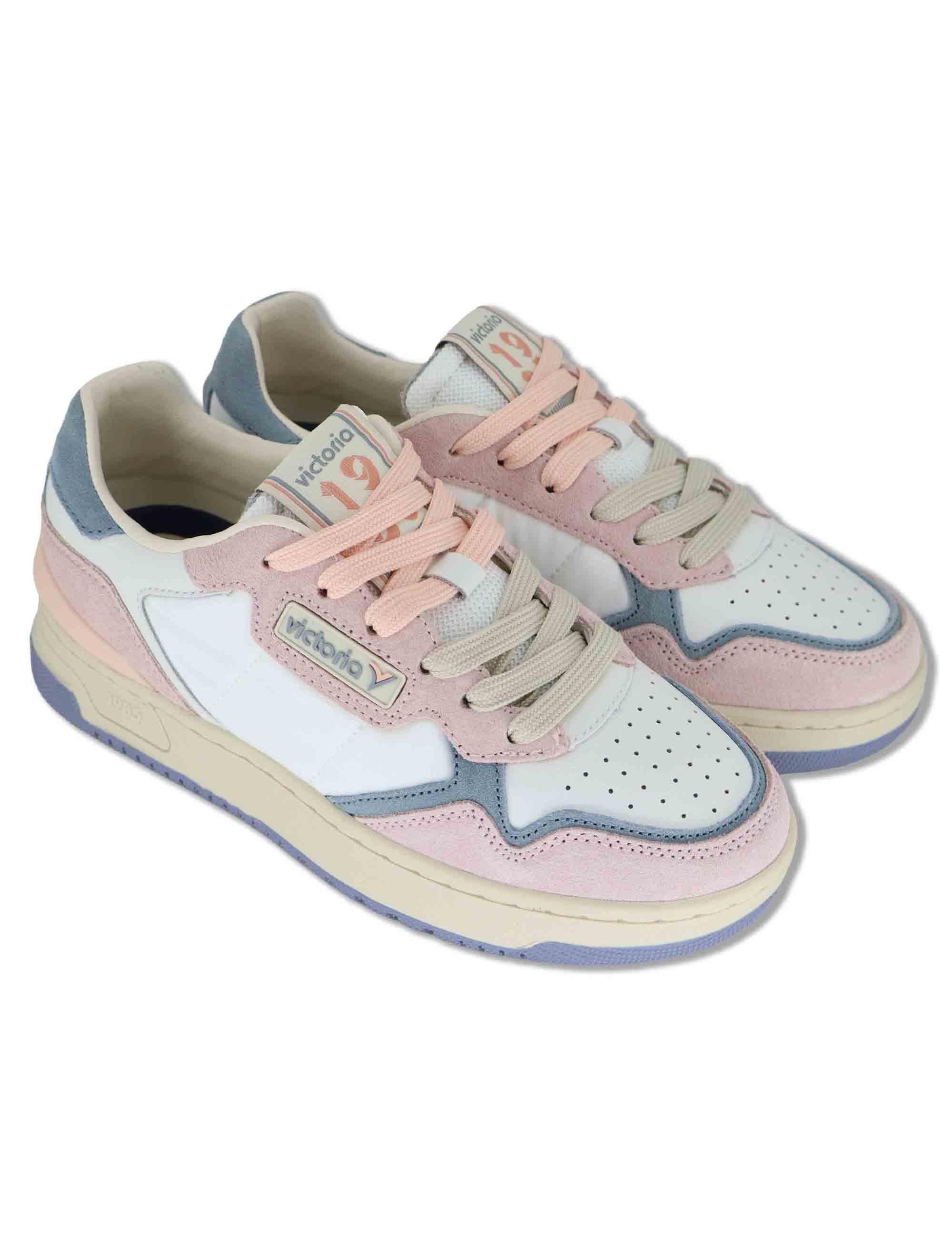 Sneakers donna Uban in pelle rosa con camoscio in contrasto 8800128 42_Rosa Victoria 
