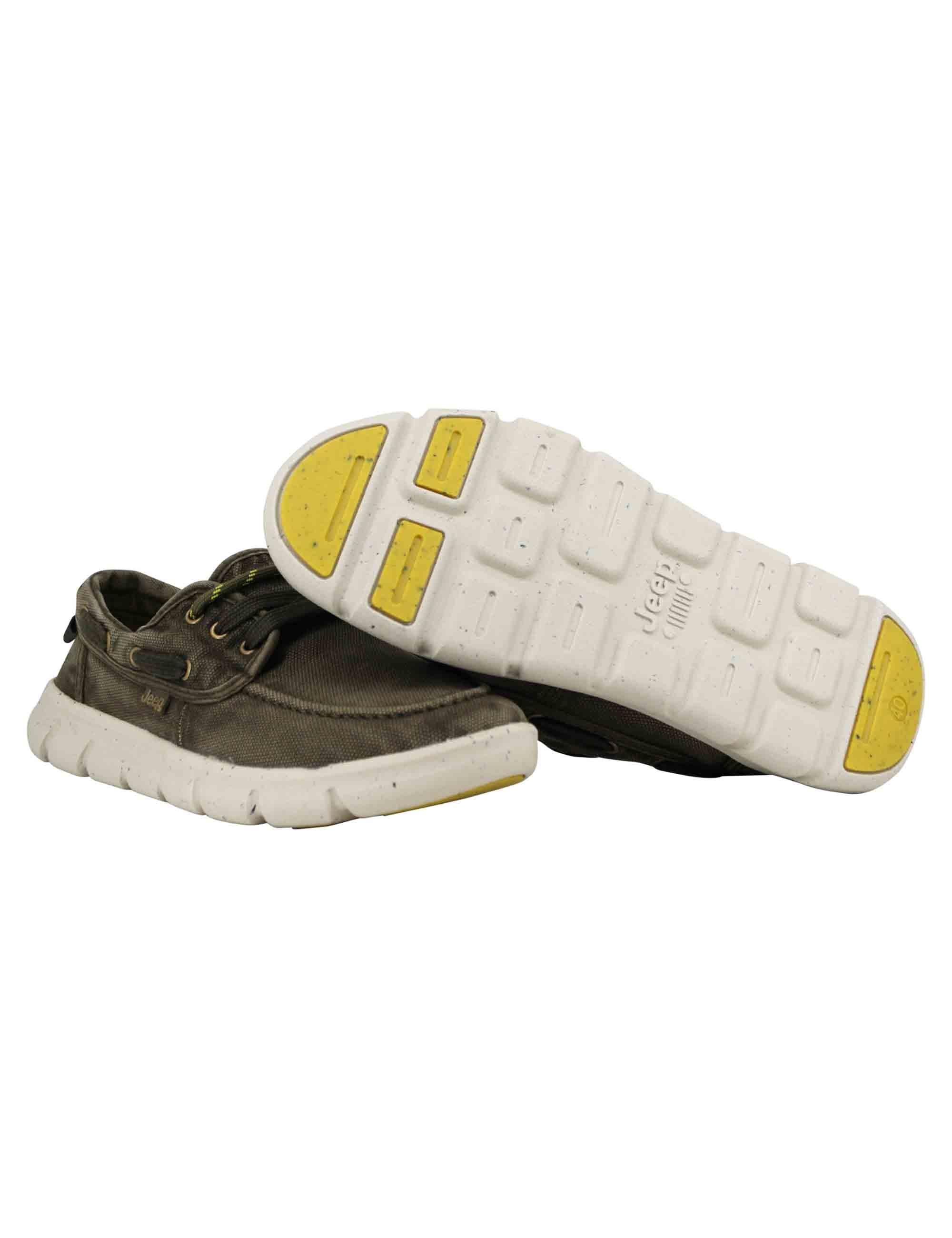 Stringate uomo tabasco boat in tessuto verde con suola ultra leggera JM41031A 020 Jeep 