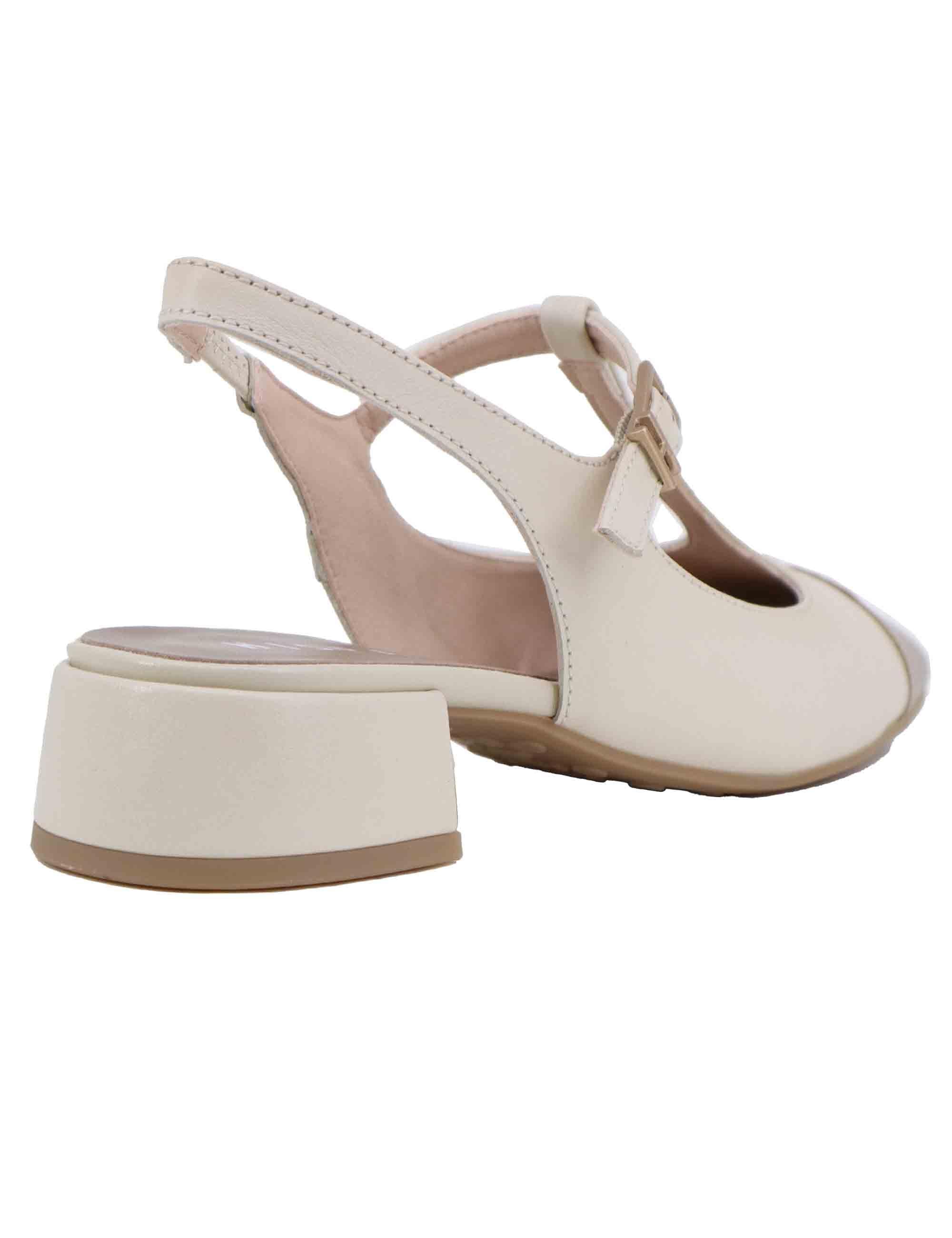 Slingback donna in pelle panna con puntale oro HV253859 C003 Hispanitas 