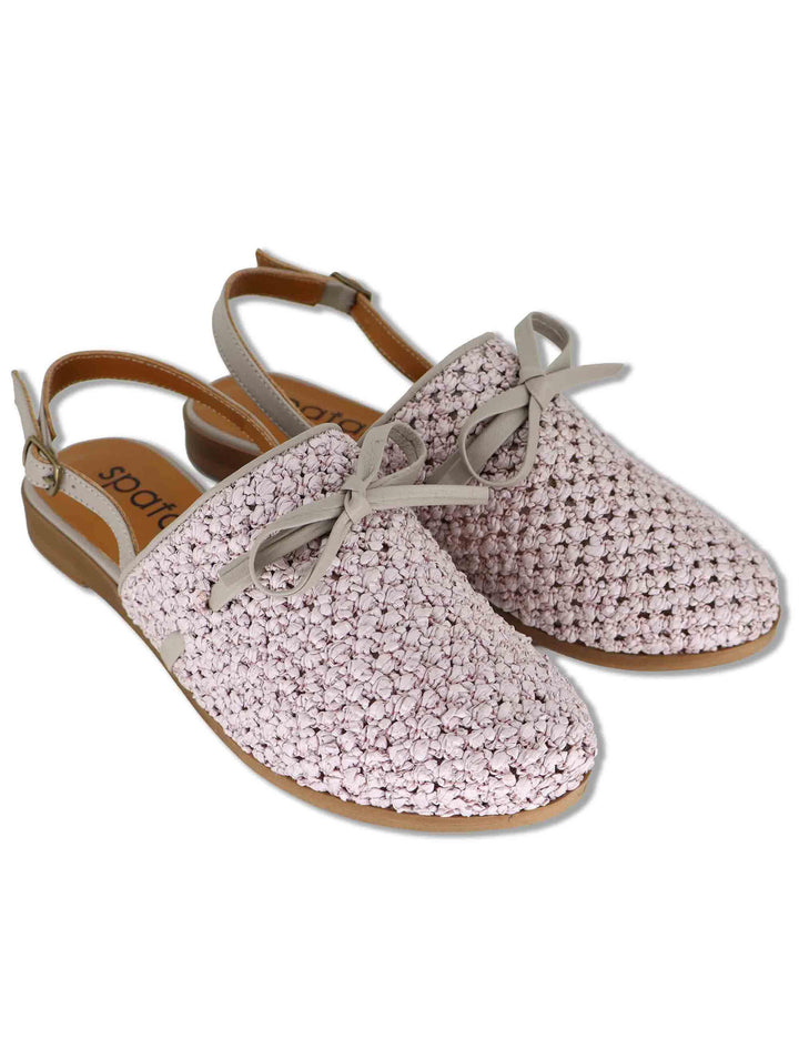 Sabot slingback donna in rafia rosa con cinturino in pelle e tacco basso SP60885 300 Spatarella 