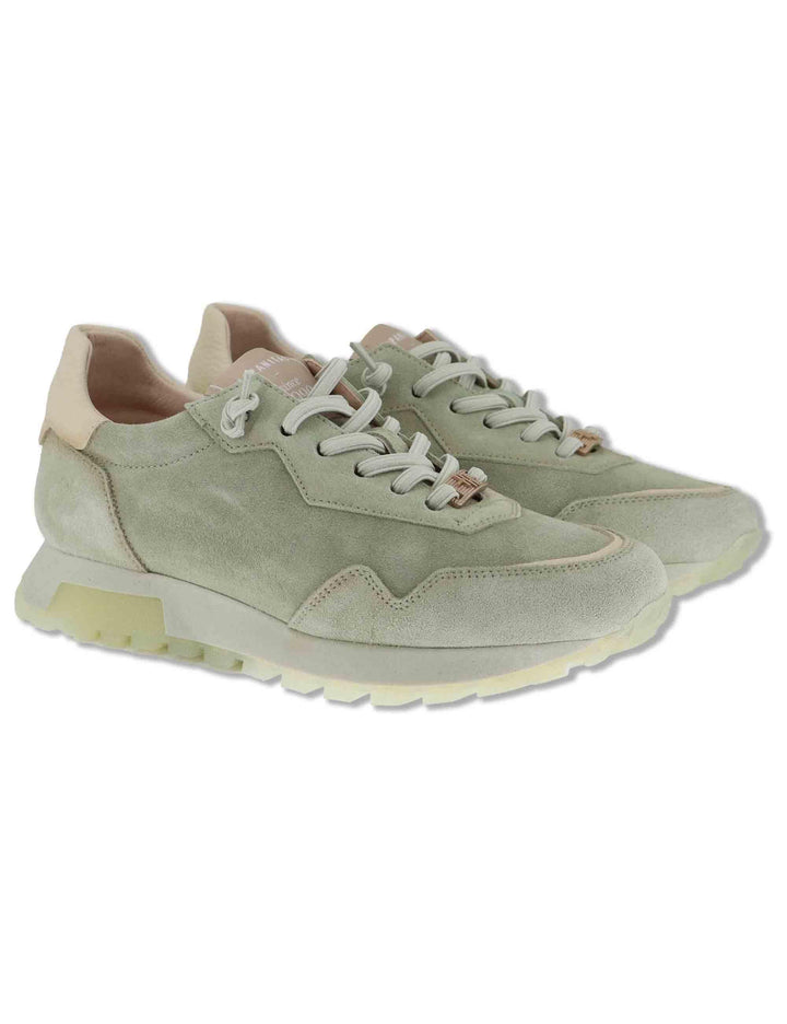 Sneakers donna in camsocio verde con riporti in pelle naturale HV264847 ALGA Hispanitas 