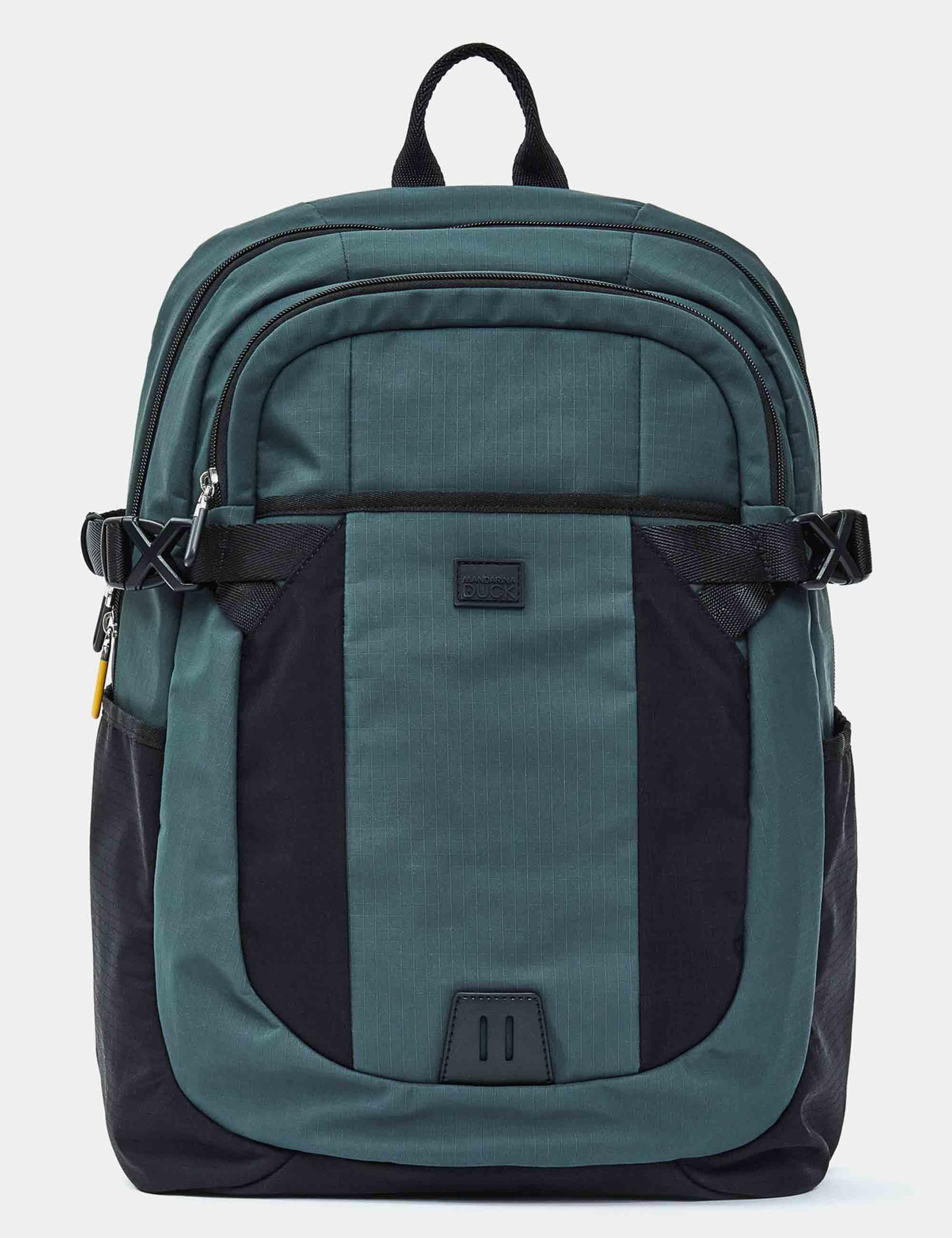 Zaini Y-Lite in tessuto nero e verde 46x32x20 cm con tasche P10OWT04 A78 Mandarina Duck 