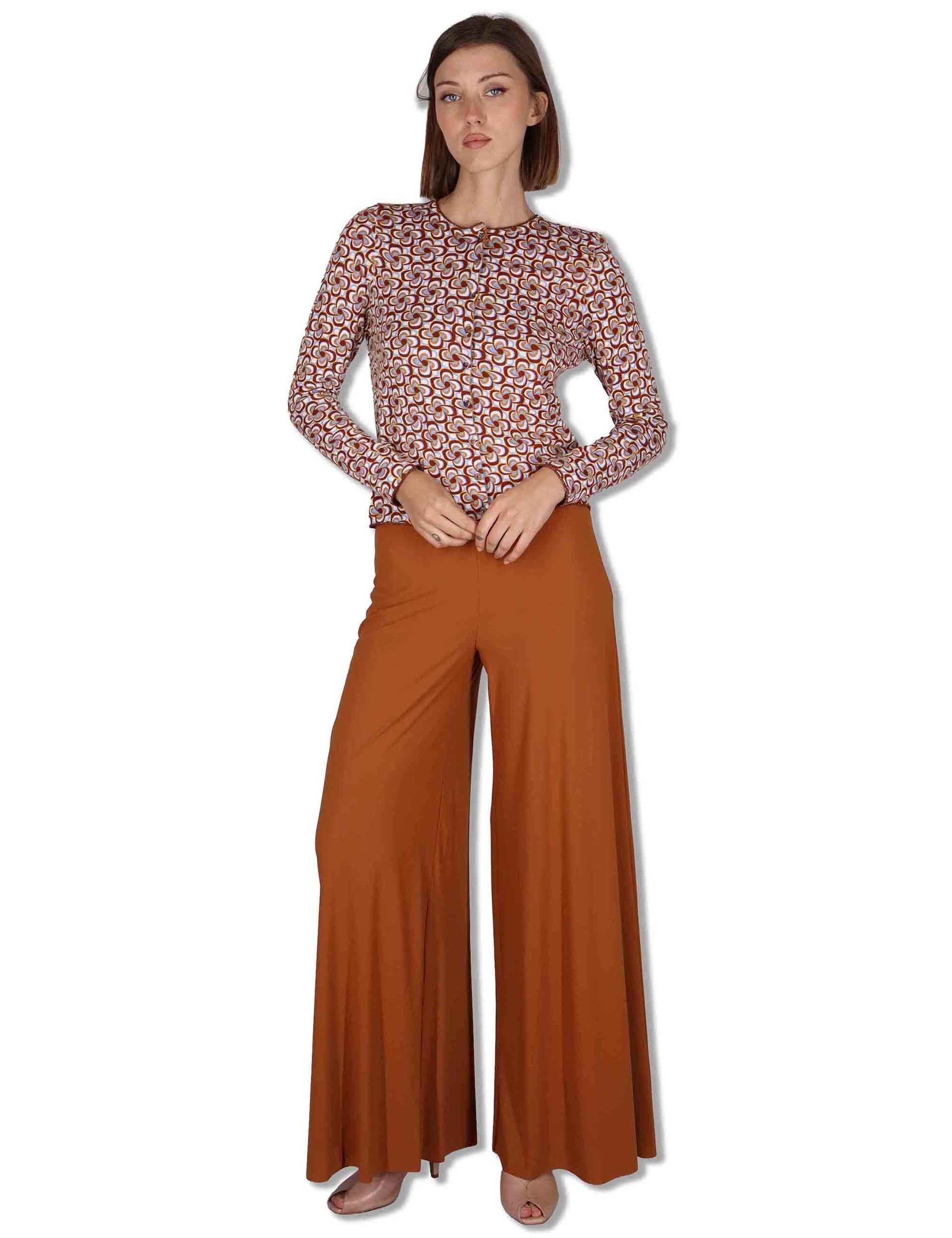 Cardigan donna Cotton Printed in cotone marrone stampato a fantasia JN359978215 A4156 Maliparmi 