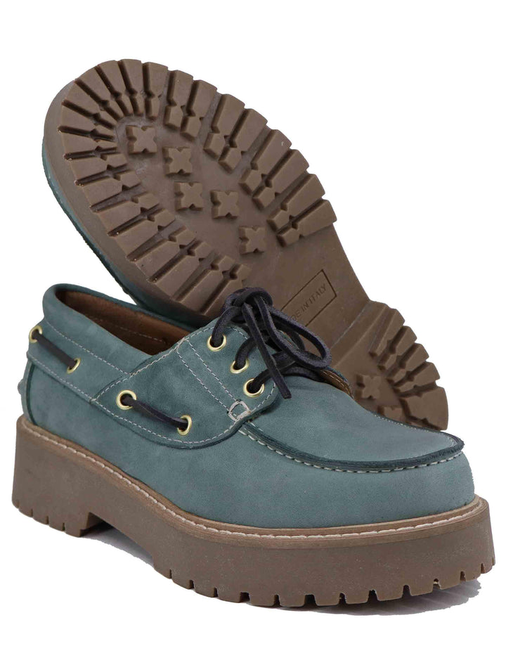 Stringate donna in pelle demin con suola carrarmato SP20 434 Spatarella 