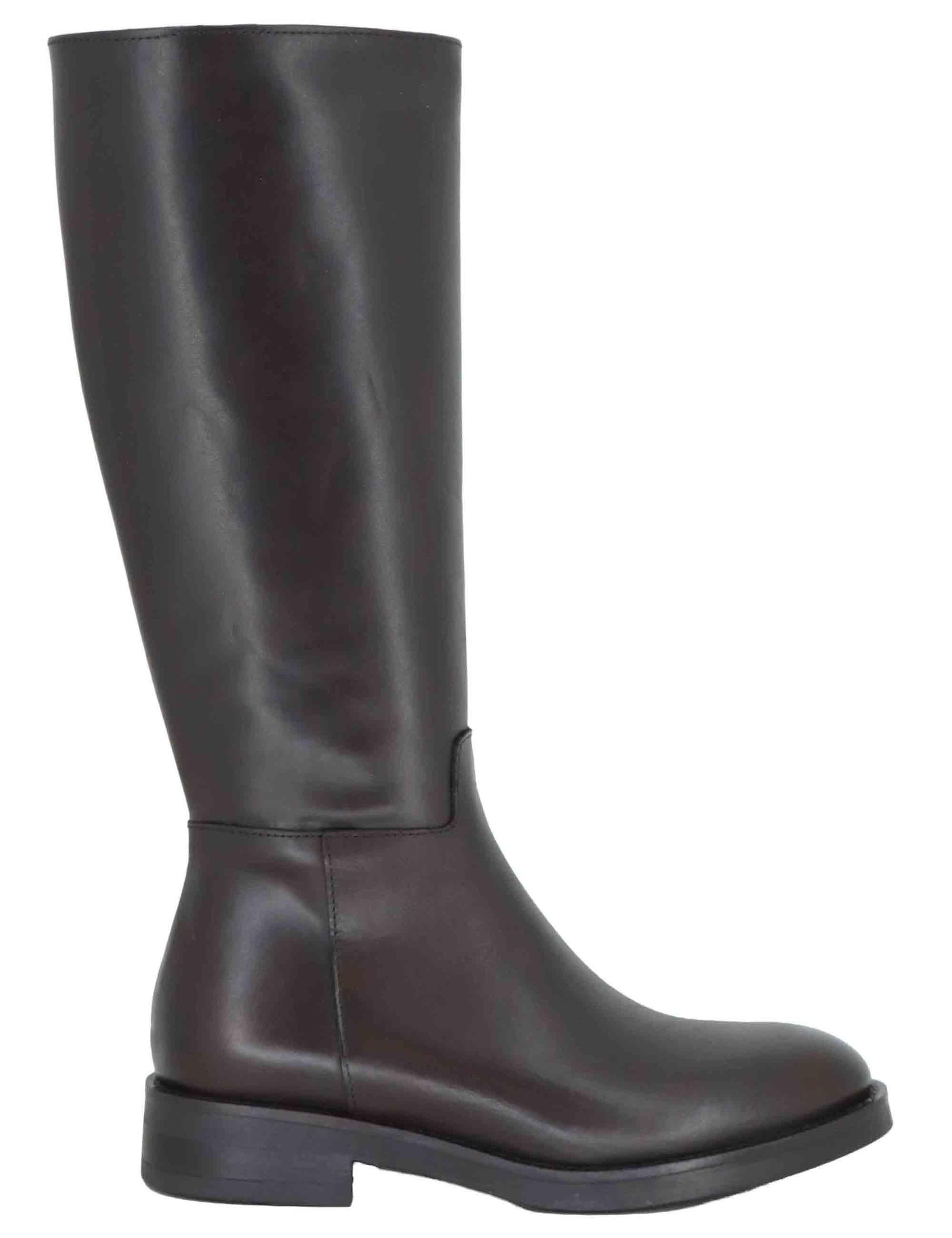 Stivali donna in pelle marrone con zip laterale e tacco basso SP105 014 Spatarella 