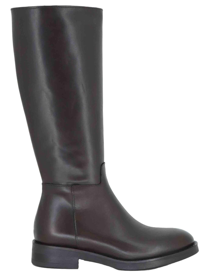 Stivali donna in pelle marrone con zip laterale e tacco basso SP105 014 Spatarella 