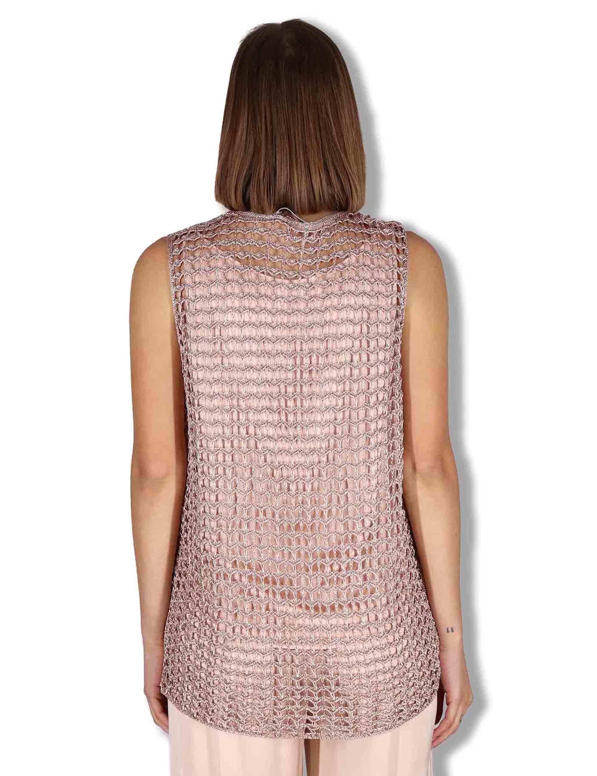 Gilet donna Metallic Lurex in cotone rosa e oro con nappine JE113078213 90008 Maliparmi 