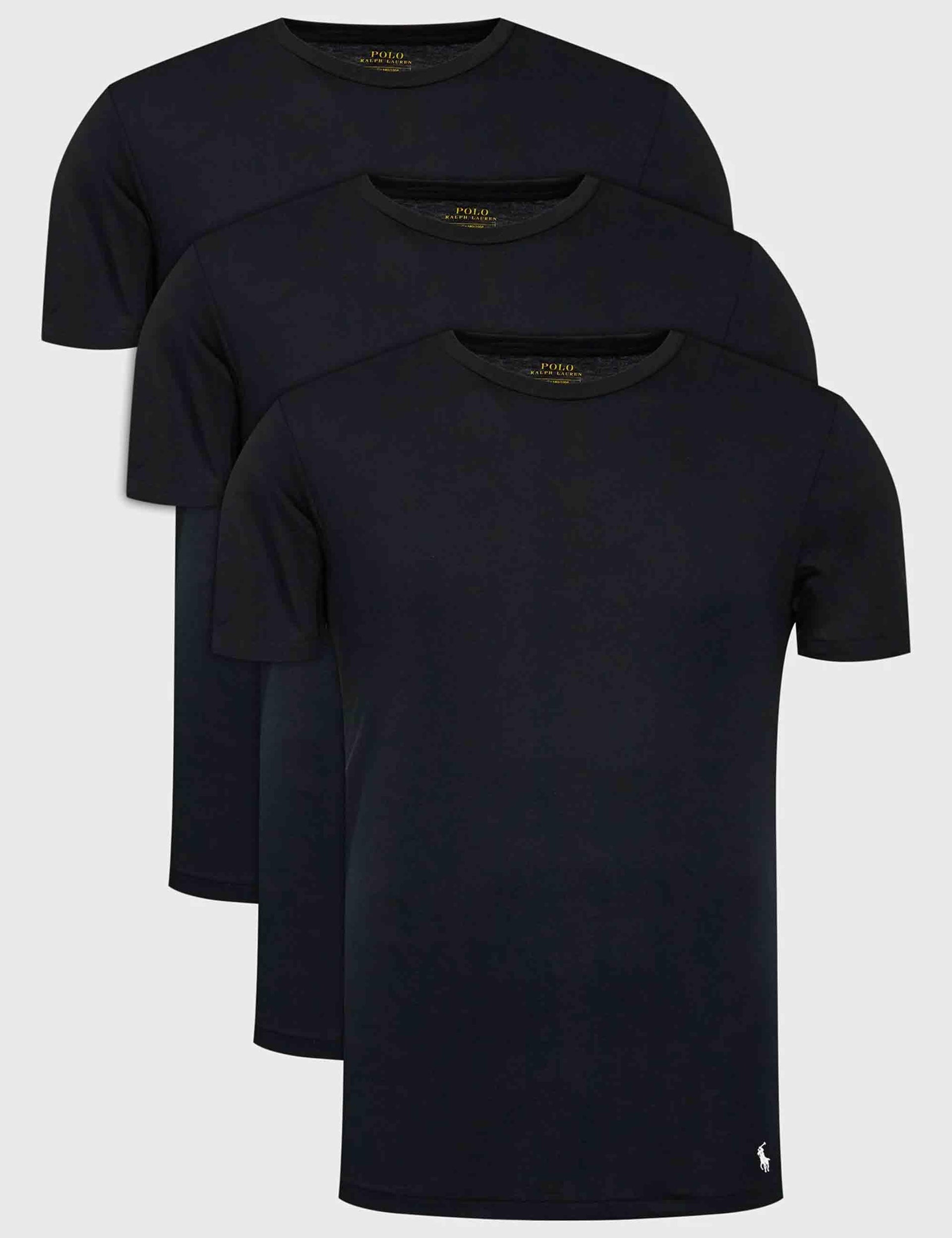 T-shirt uomo Classic Crew in cotone nero con logo ricamato Set di 3 714830304014 BLACK/BLACK/BLACK Polo Ralph Lauren 