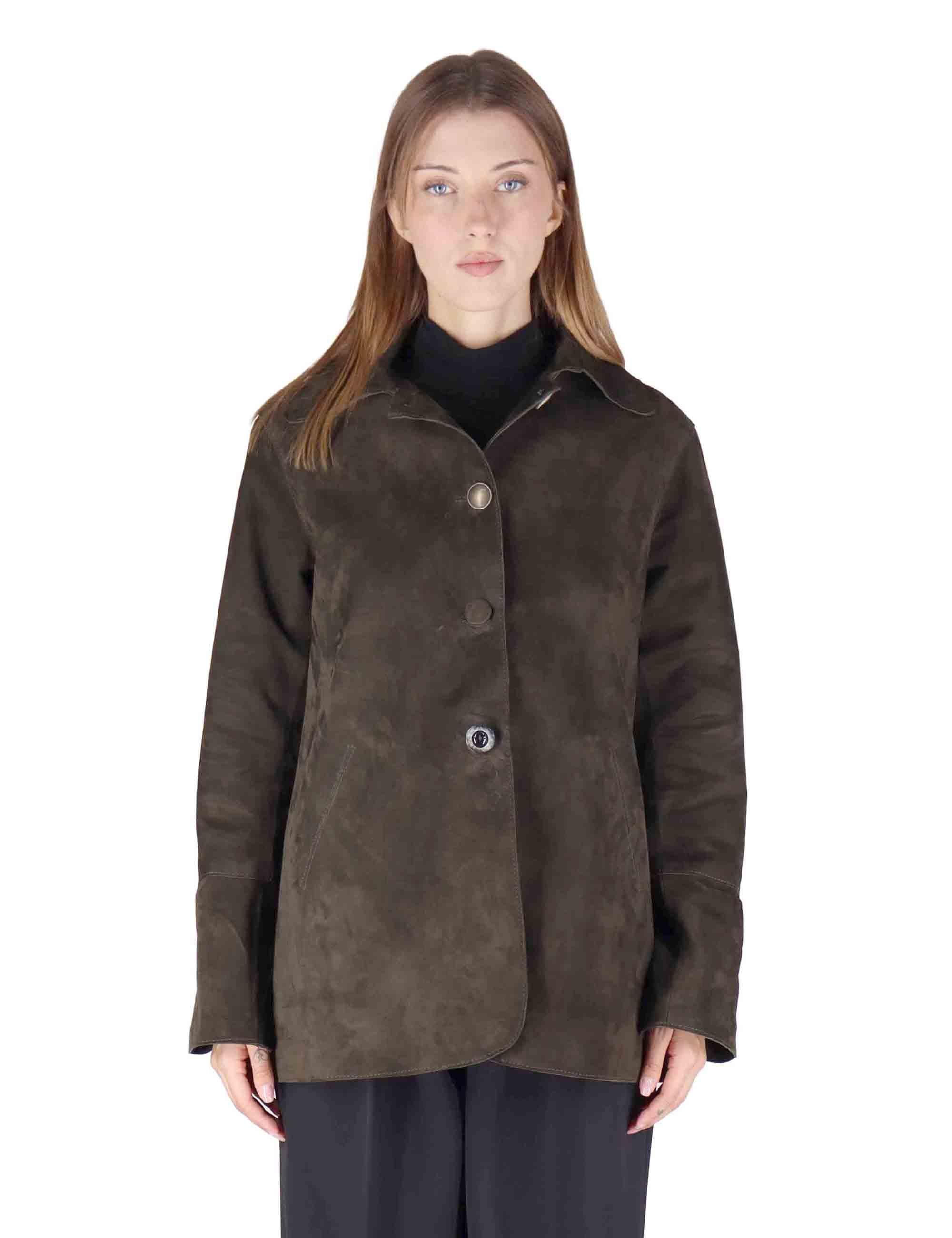 Giacche donna in camoscio verde con bottoni gioiello SP2427 018 Spatarella 