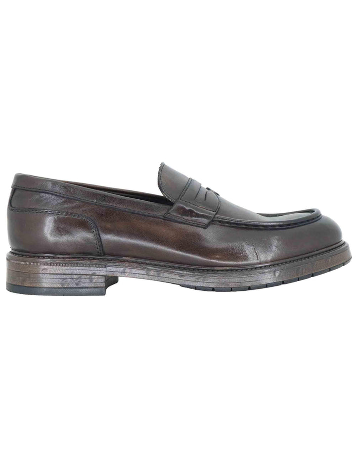 Mocassini uomo in pelle marrone con suola in gomma SPGB2070 014 Spatarella 