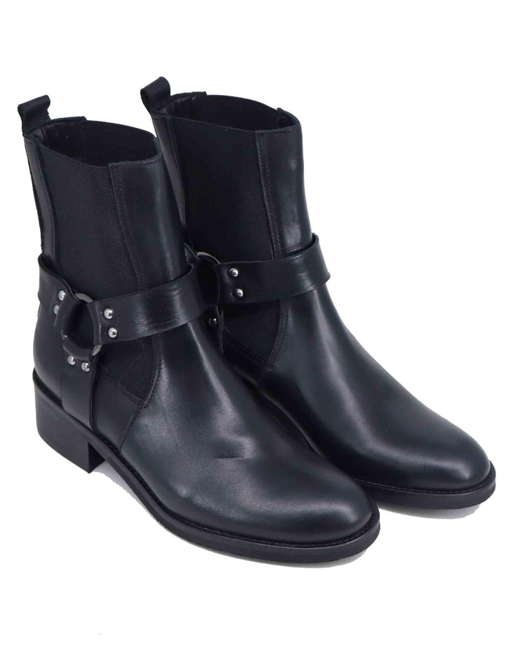 Stivaletti texani donna in pelle nera con borchie SPTRPR5005 001 Spatarella 