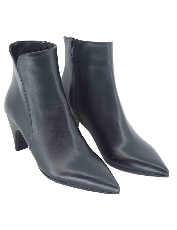 Stivaletti donna in pelle nera con tacco alto e zip laterale SP2312 001 Spatarella 