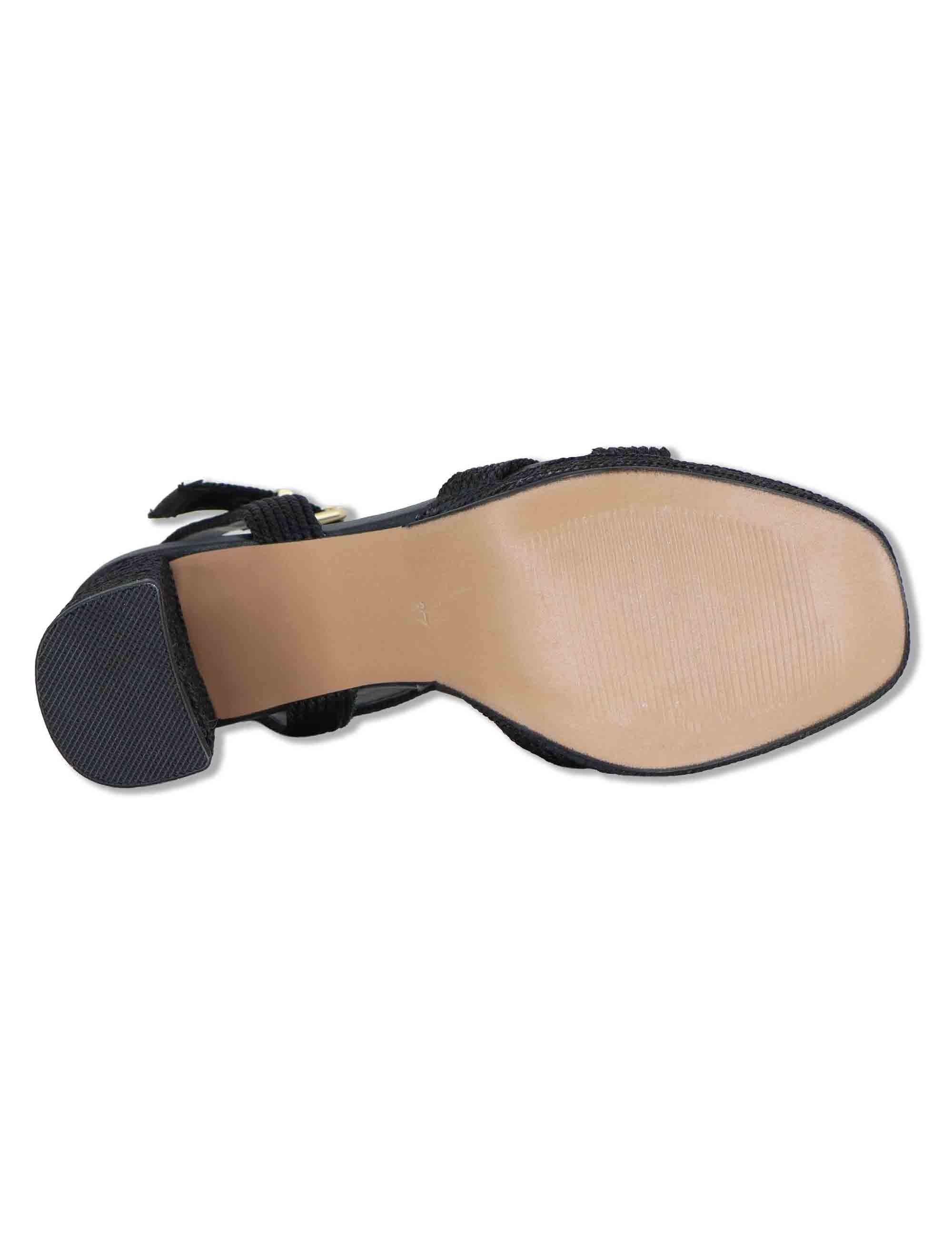 Sandali donna in rafia nera con tacco alto e cinturino alla caviglia LUISA-777 993-01 Exe 