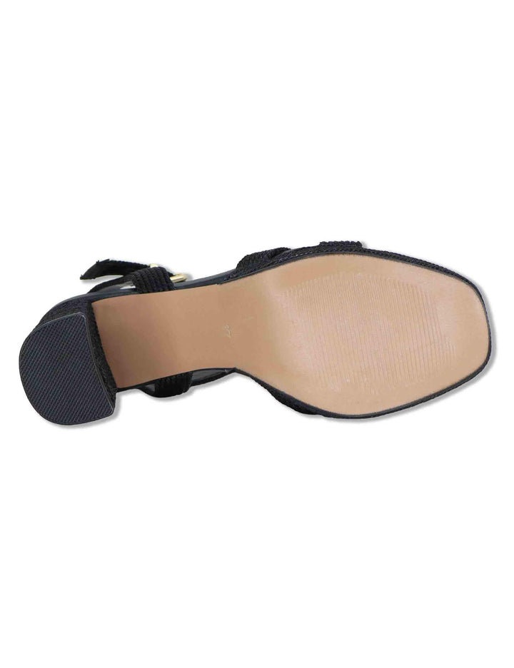 Sandali donna in rafia nera con tacco alto e cinturino alla caviglia LUISA-777 993-01 Exe 