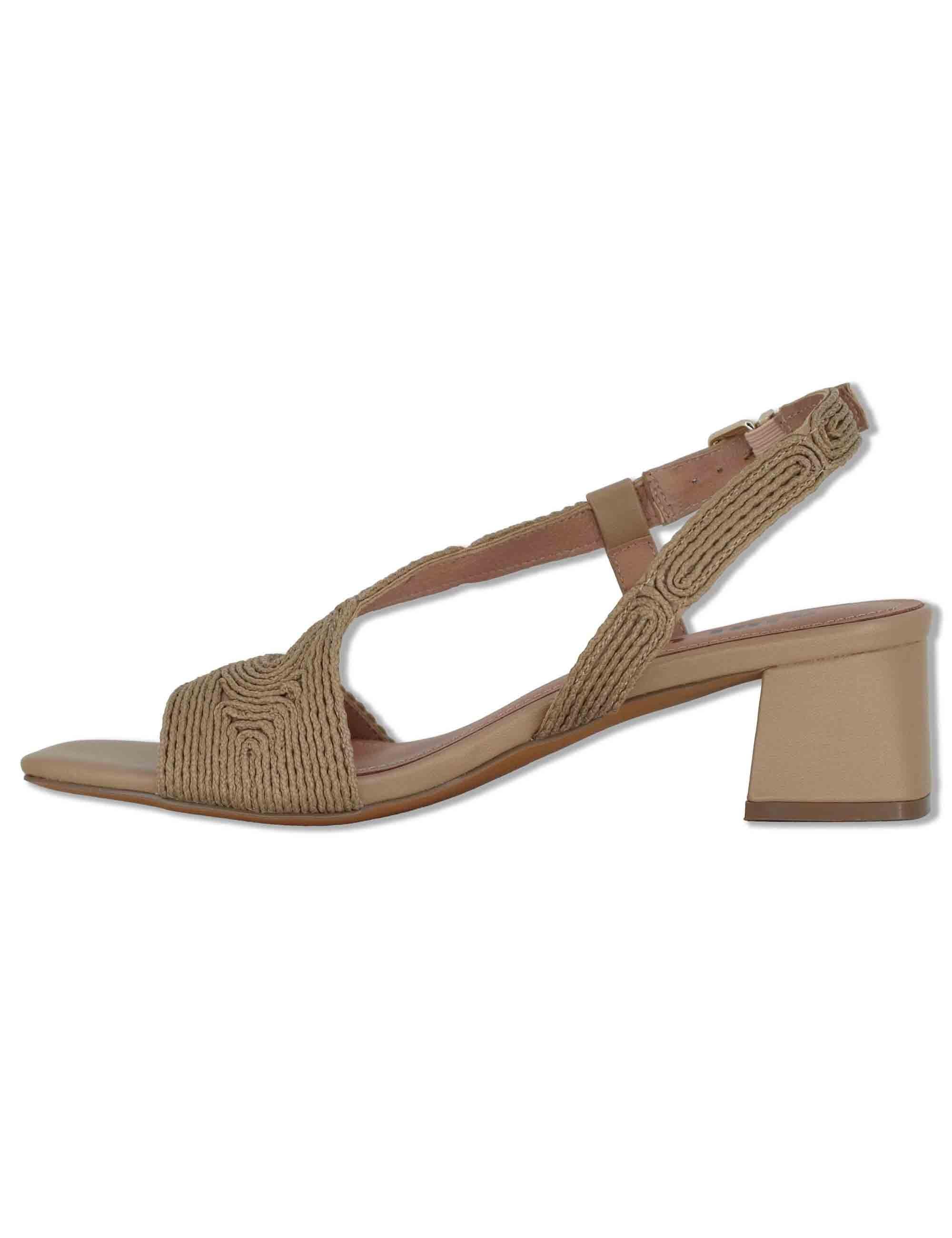 Sandali donna slingback in pelle e tessuto camel con tacco medio Lipe 872Z94HG 94-CAMEL Bibi Lou 
