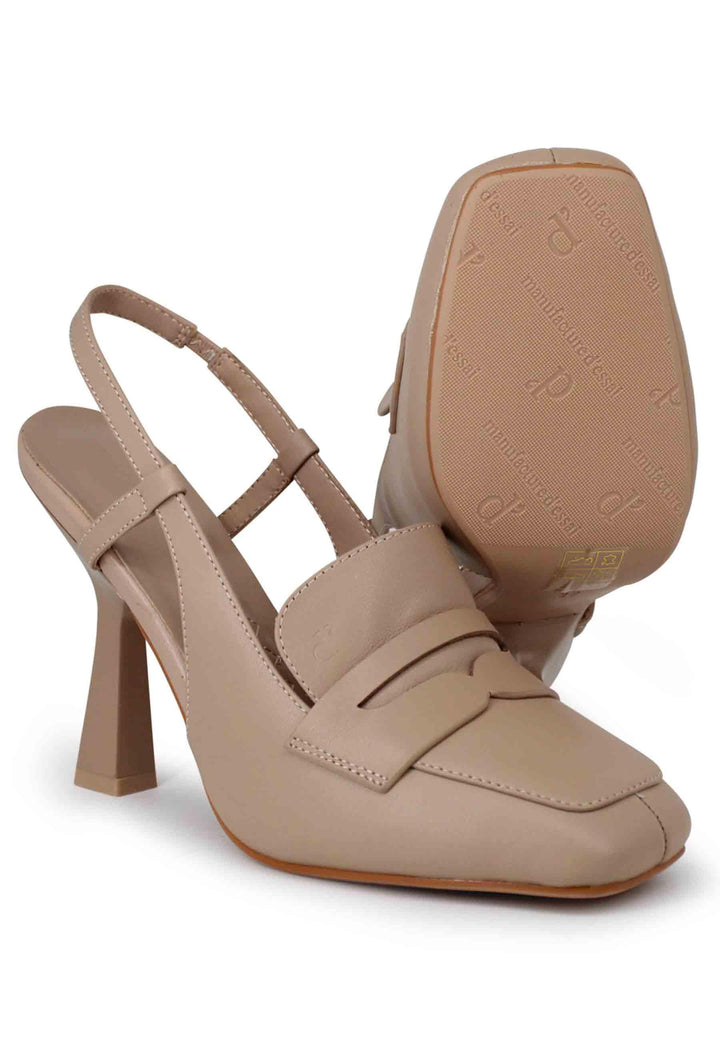 Sandali slingback donna in pelle natutale von tacco alto e punta quadra BO1665 200 Manufacture D'Essai 