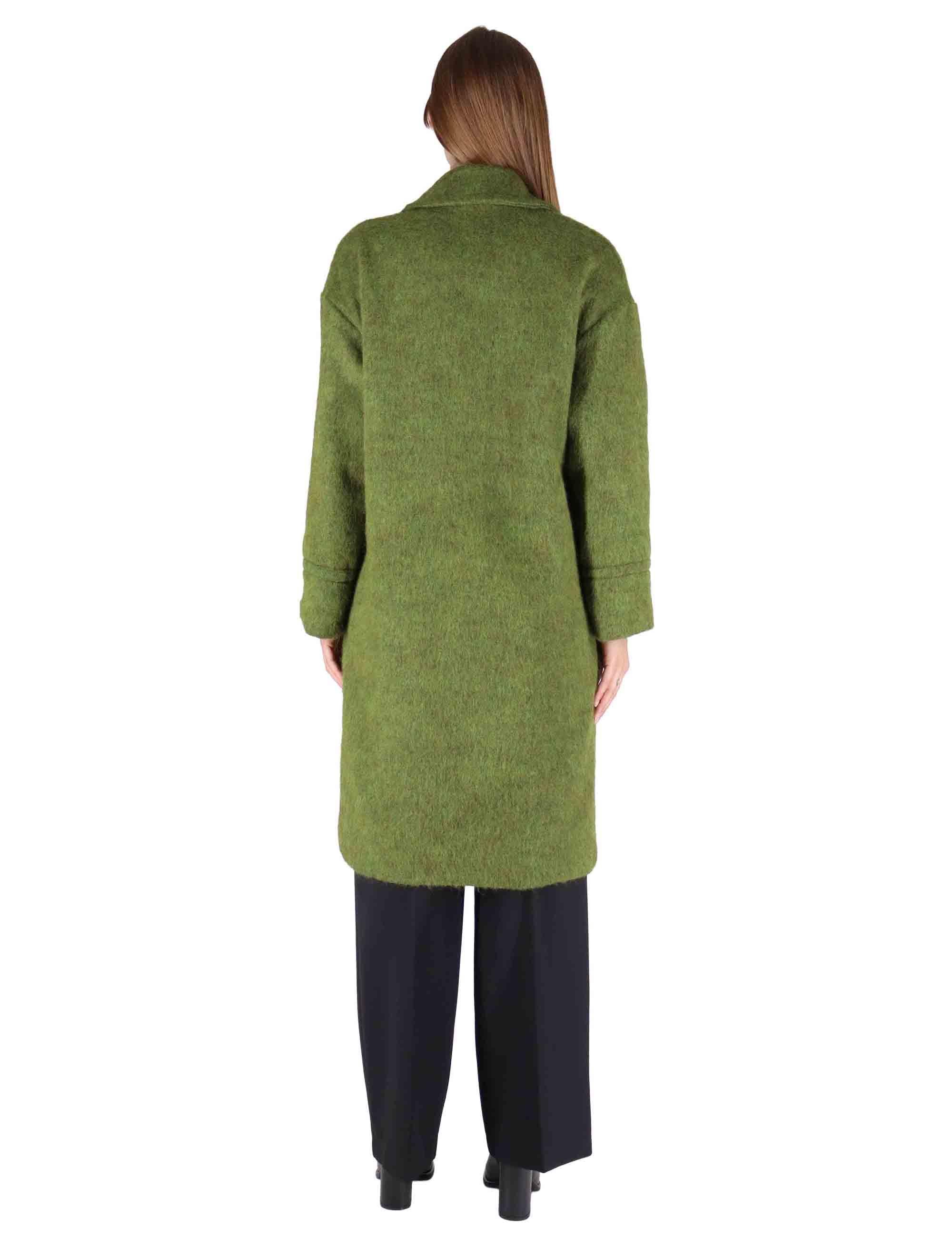 Cappotti donna doppiopetto in misto lana verde con ampio bavero JABCS0025-F1424 7013 Justmine 