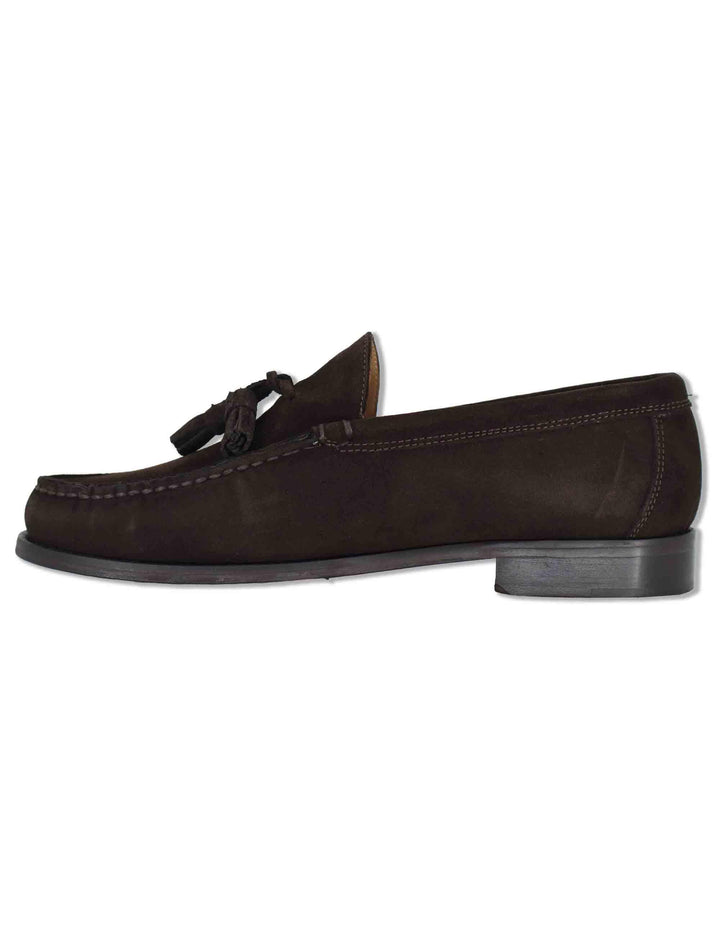 Mocassini uomo in camoscio marrone con nappine e suola in cuoio cucita SPSBG1020 014 Spatarella 