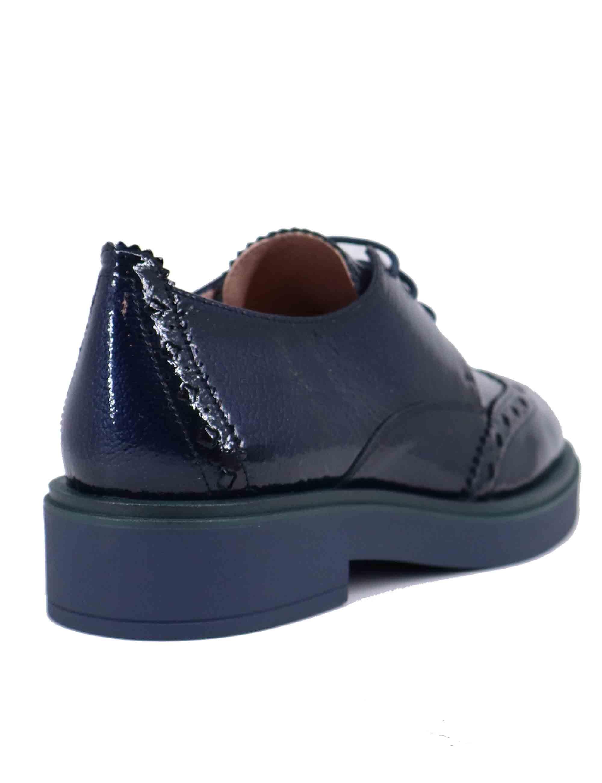 Stringate donna in pelle blu con impunture HI243519 C010 Hispanitas 