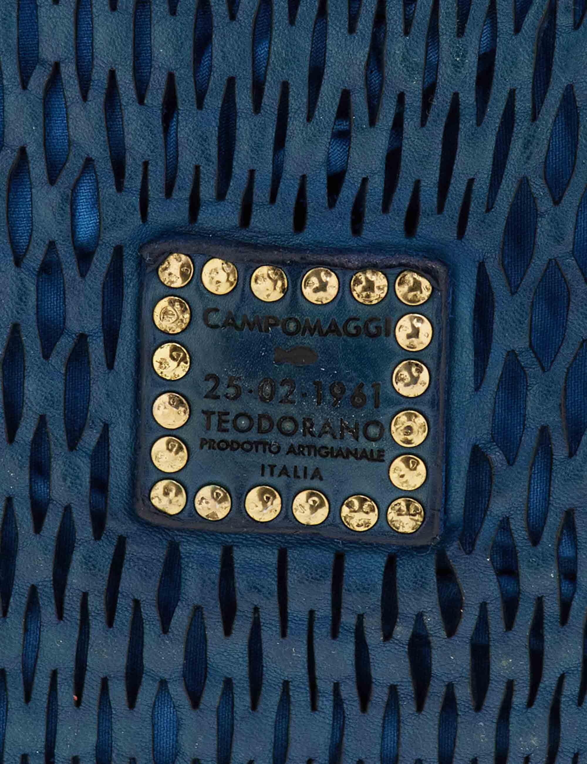 Shopping bag donna Mangrovia in pelle laserata blu C040720ND X2489 C3019 Campomaggi 