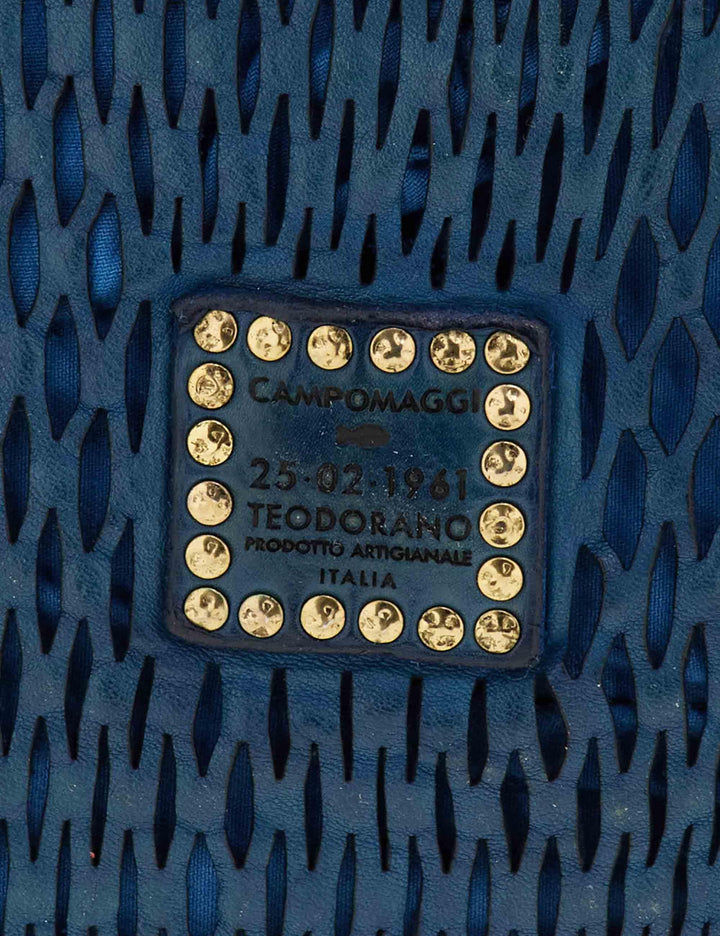 Shopping bag donna Mangrovia in pelle laserata blu C040720ND X2489 C3019 Campomaggi 