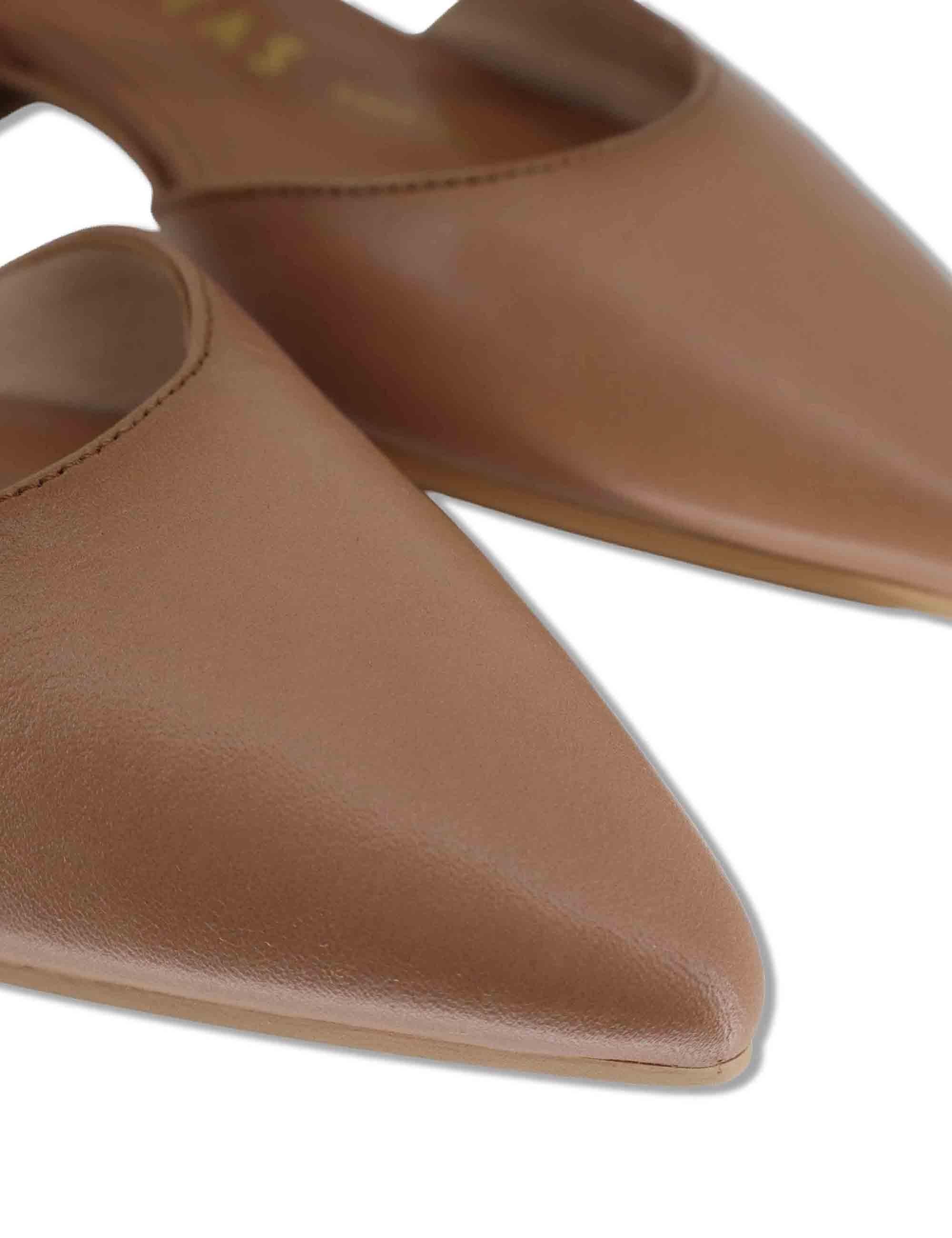 Decollete slingback donna in pelle cuoio con doppi cinturini e tacco basso HV264773 ALMOND Hispanitas 