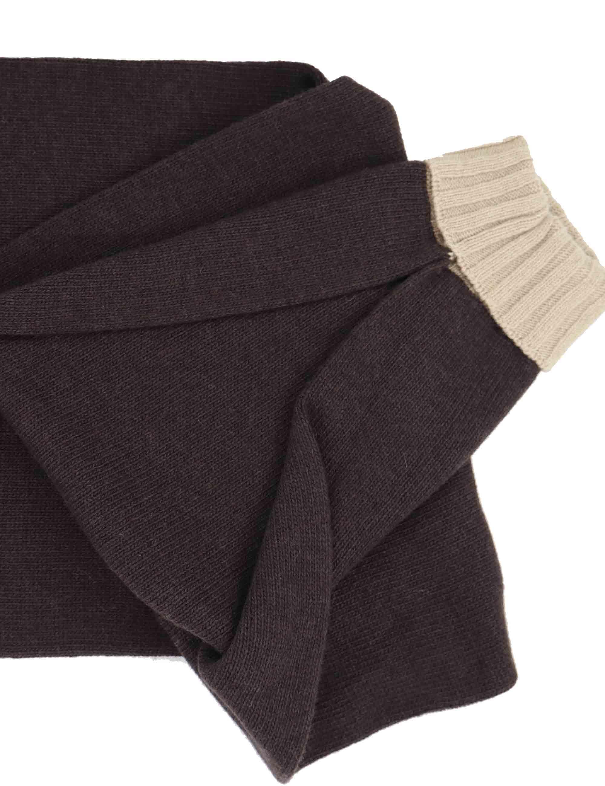 Sciarpe donna in lana bianca e marrone con polsini a contrasto EE794 12046 1 BARBIERI 1945 