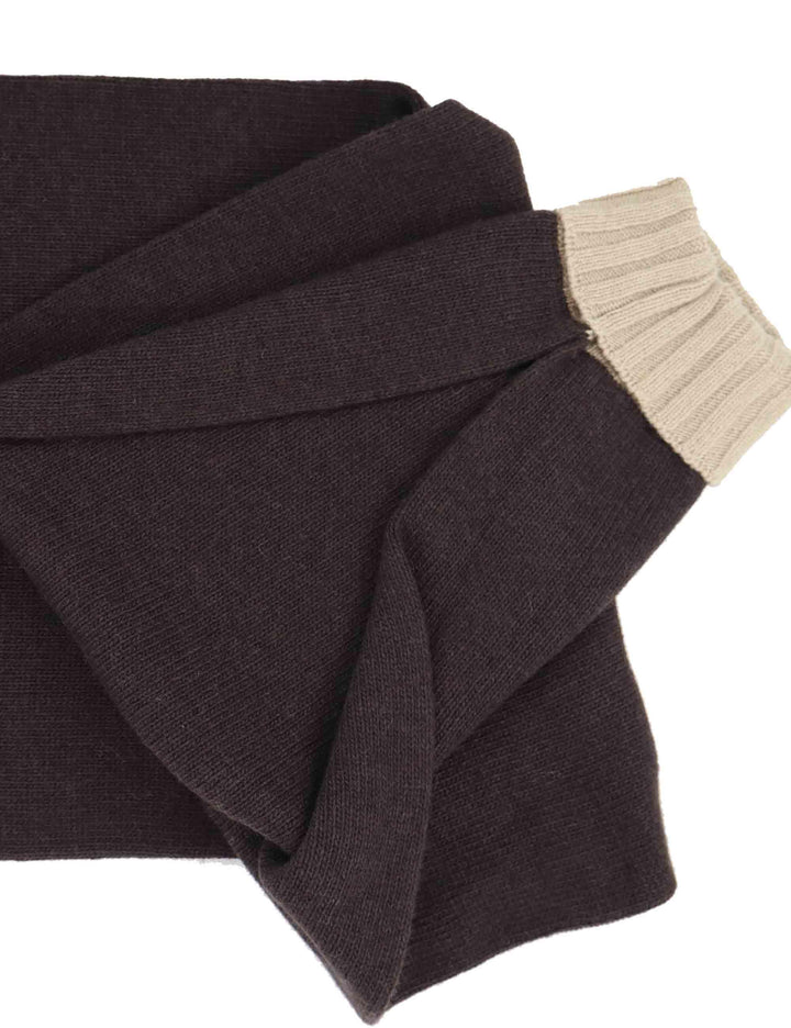 Sciarpe donna in lana bianca e marrone con polsini a contrasto EE794 12046 1 BARBIERI 1945 