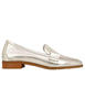 Mocassins femme en cuir métallisé platine avec semelle en caoutchouc, modèle Donna SPE20 600.