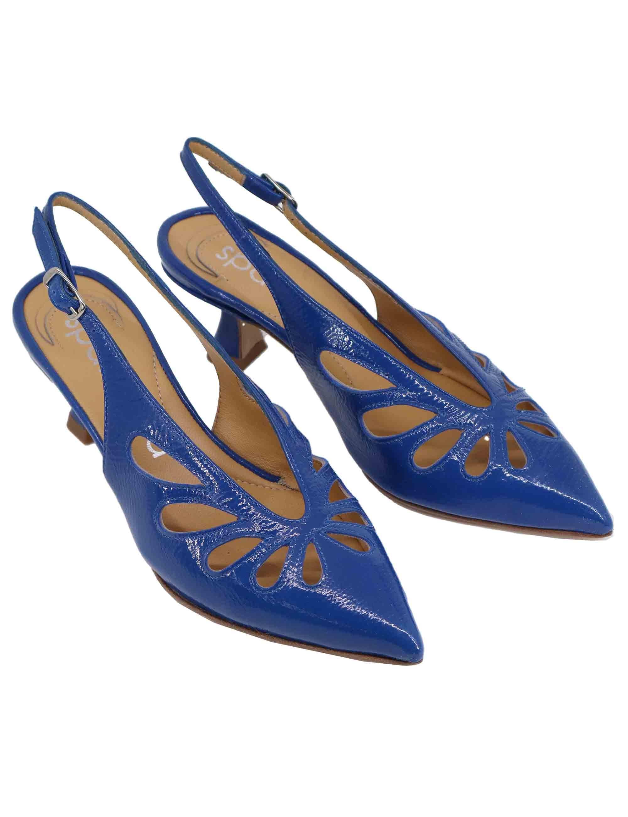 Slingback donna in pelle blu tacco alto SP2024 002 Spatarella 