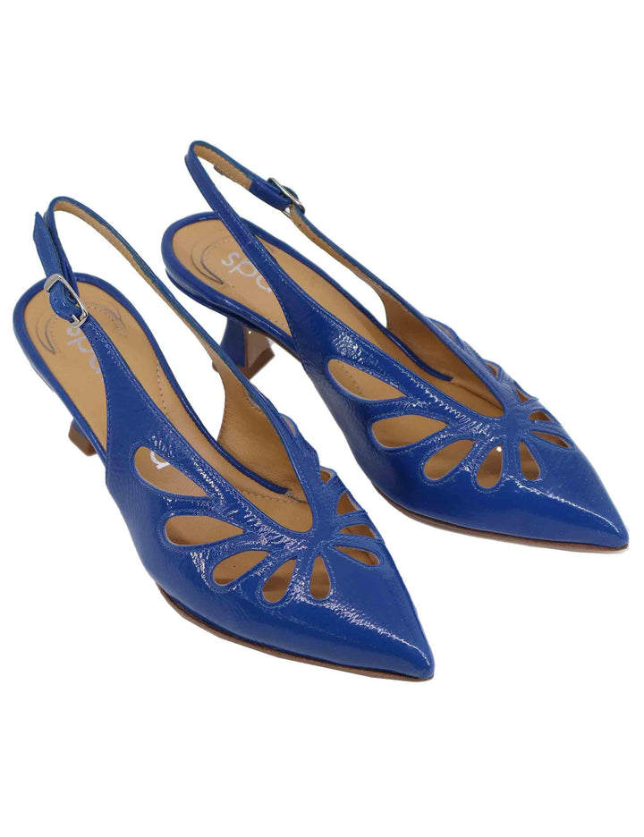 Slingback donna in pelle blu tacco alto SP2024 002 Spatarella 