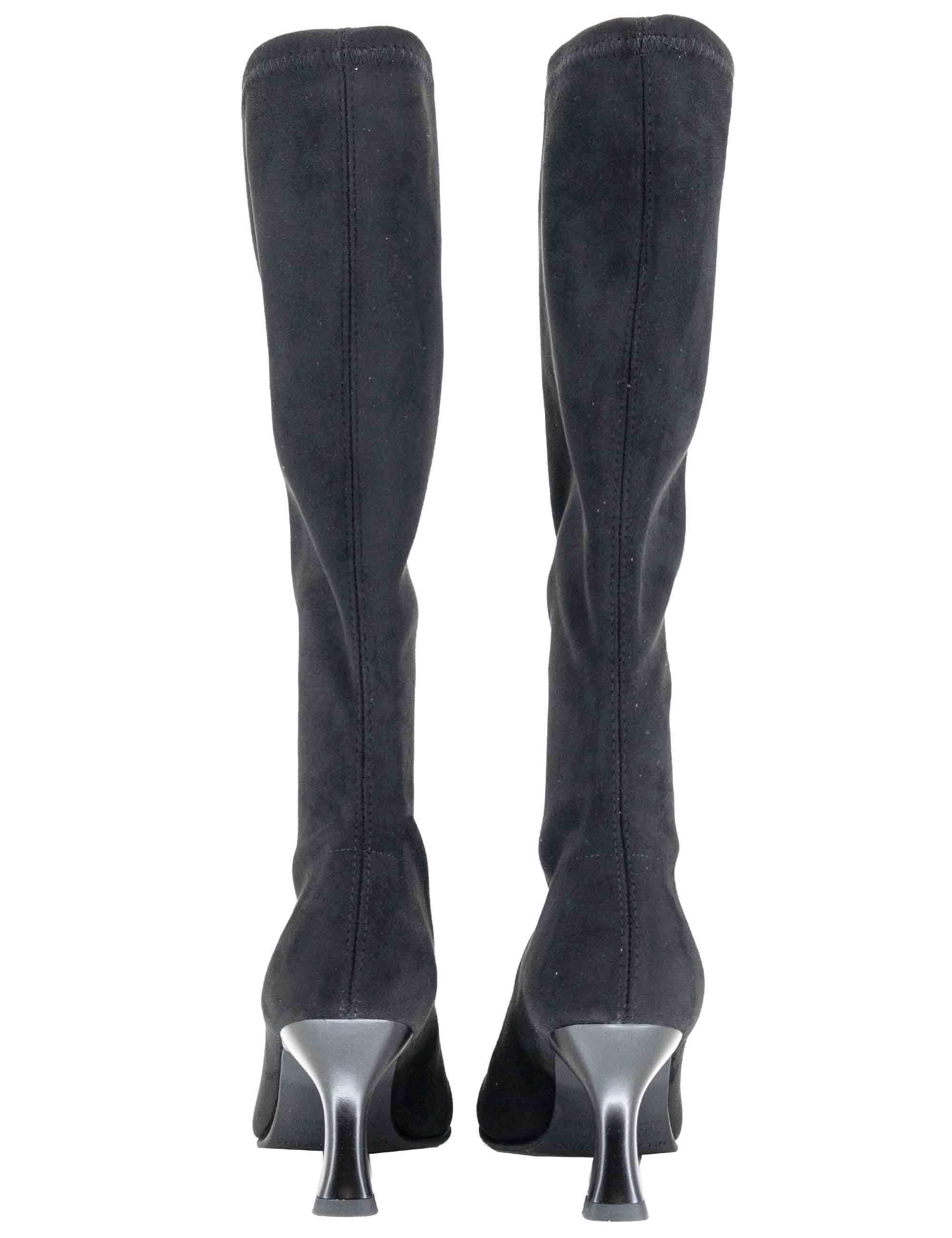 Stivali donna in tessuto elasticizzato nero con tacco alto e punta a punta 78041-AE 05 Miss Elastic 