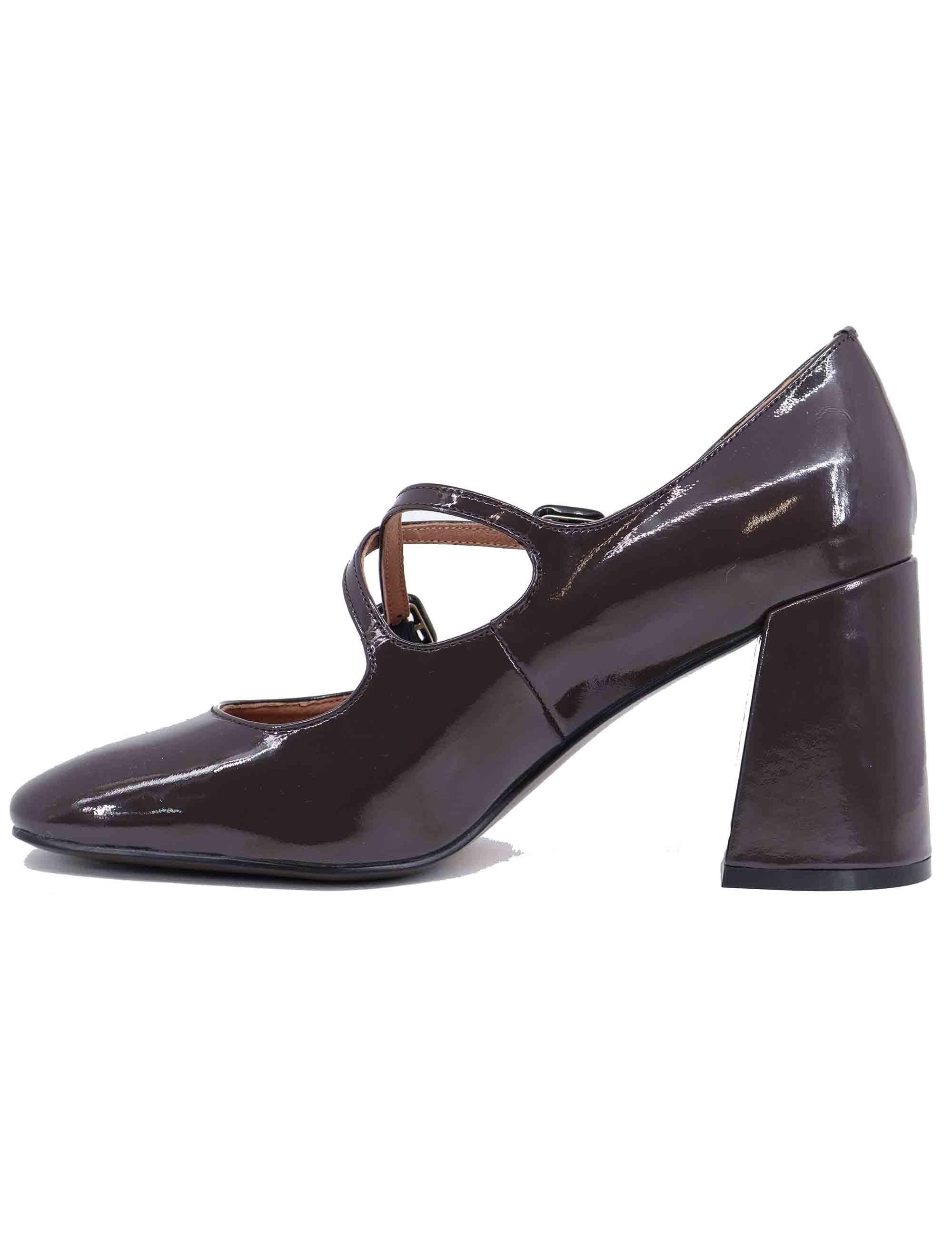 Decollete donna Cardiff in vernice marrone tacco alto 636Z20VK 90 Bibi Lou 