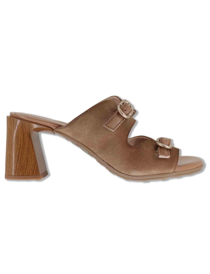 Sandali donna in pelle taupe con doppia fascia e tacco alto HV264803 ALMOND Hispanitas 